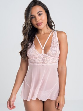 Lovehoney Late Night Liaison Blush Pink Lace Babydoll Set