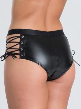 Lovehoney Fierce Leather-Look Lace-Up Crotchless Shorts
