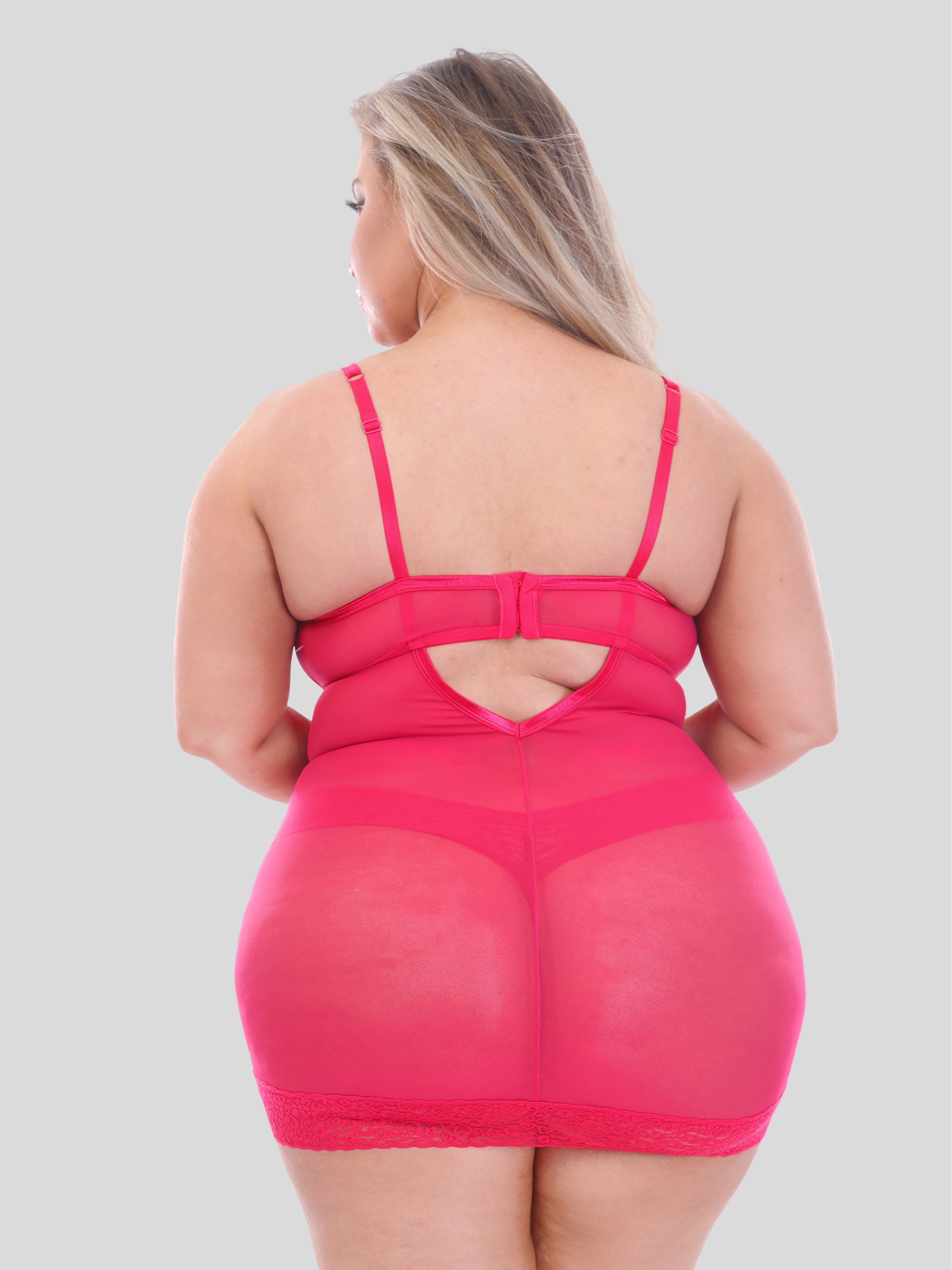 Lovehoney Wild Desire Hot Pink Leopard Lace Chemise Set, Pink, hi-res