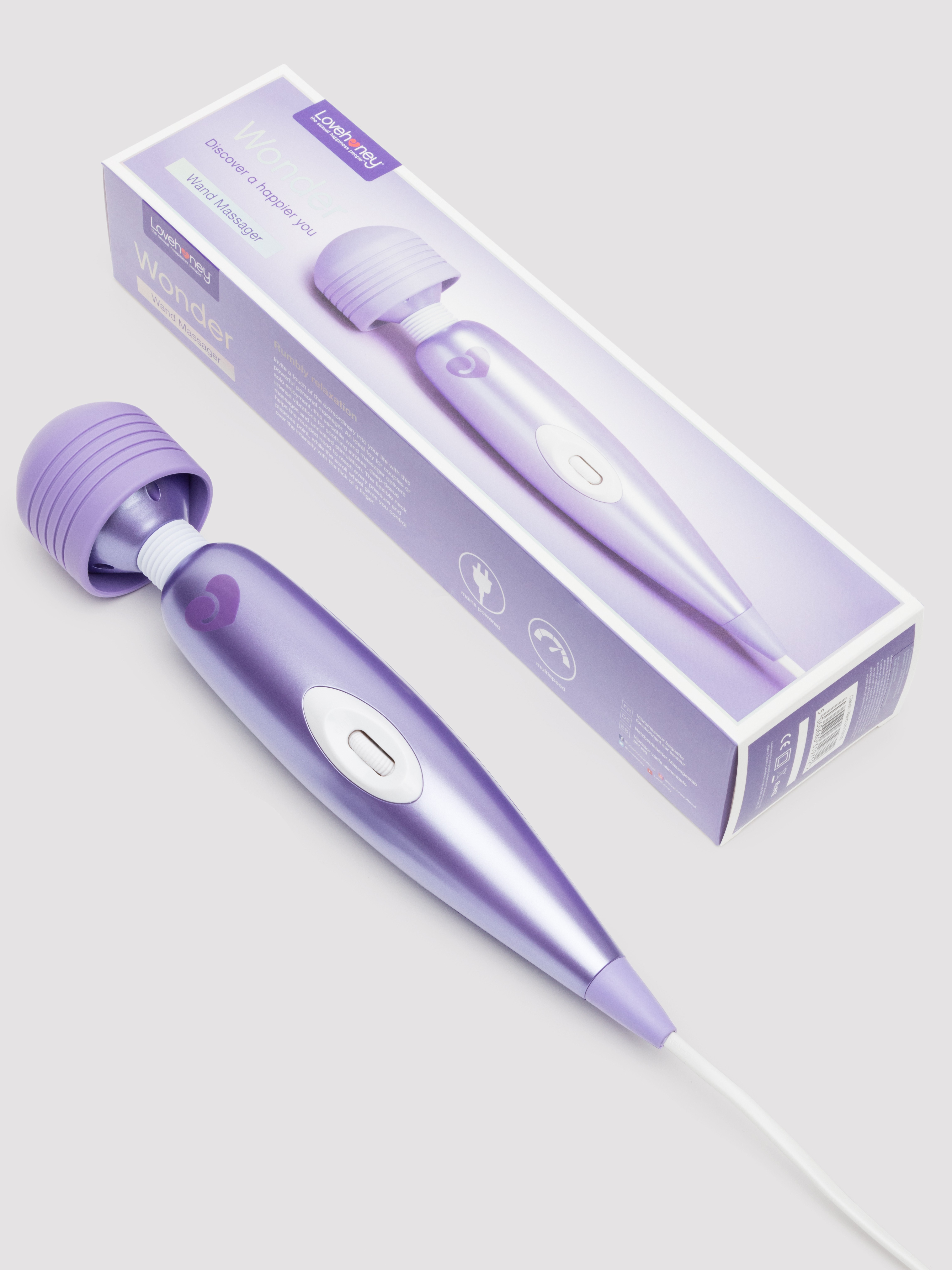 Lovehoney Classic Plug-In Massage Wand Vibrator, Purple, hi-res