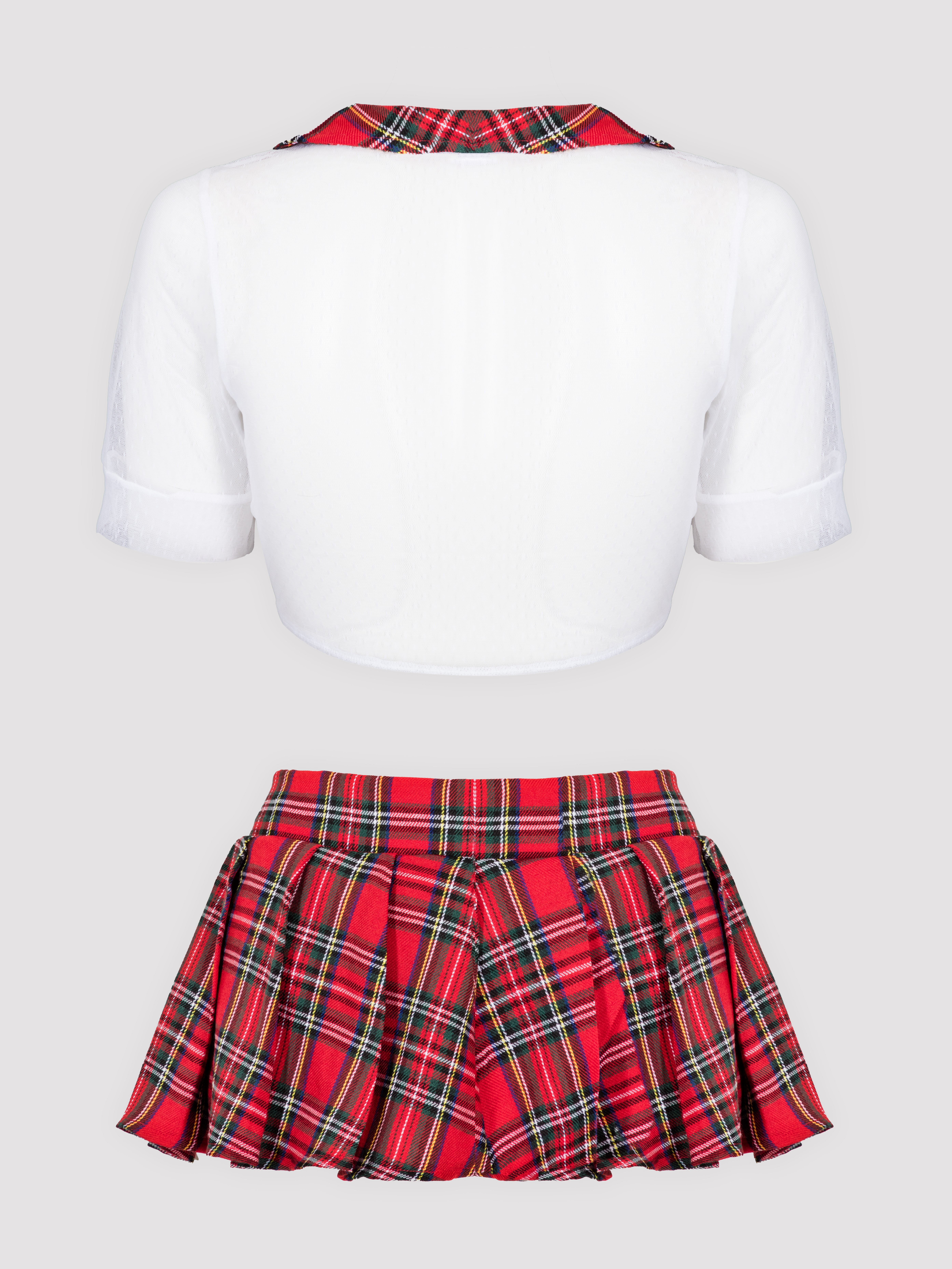 Lovehoney Fantasy Red Tartan Skirt Set, Red, hi-res