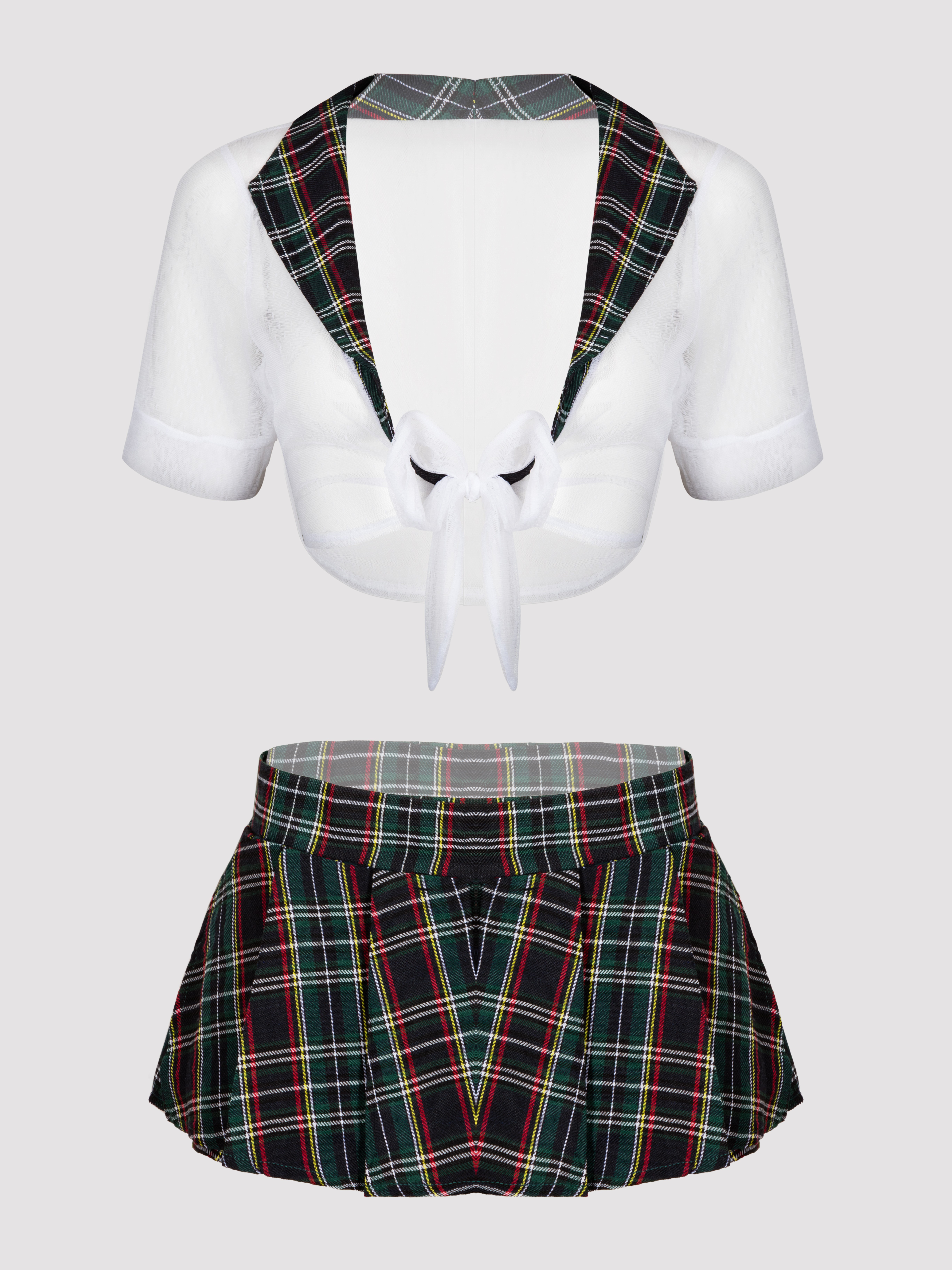 Lovehoney Fantasy Green Tartan Skirt Set, Green, vanilla