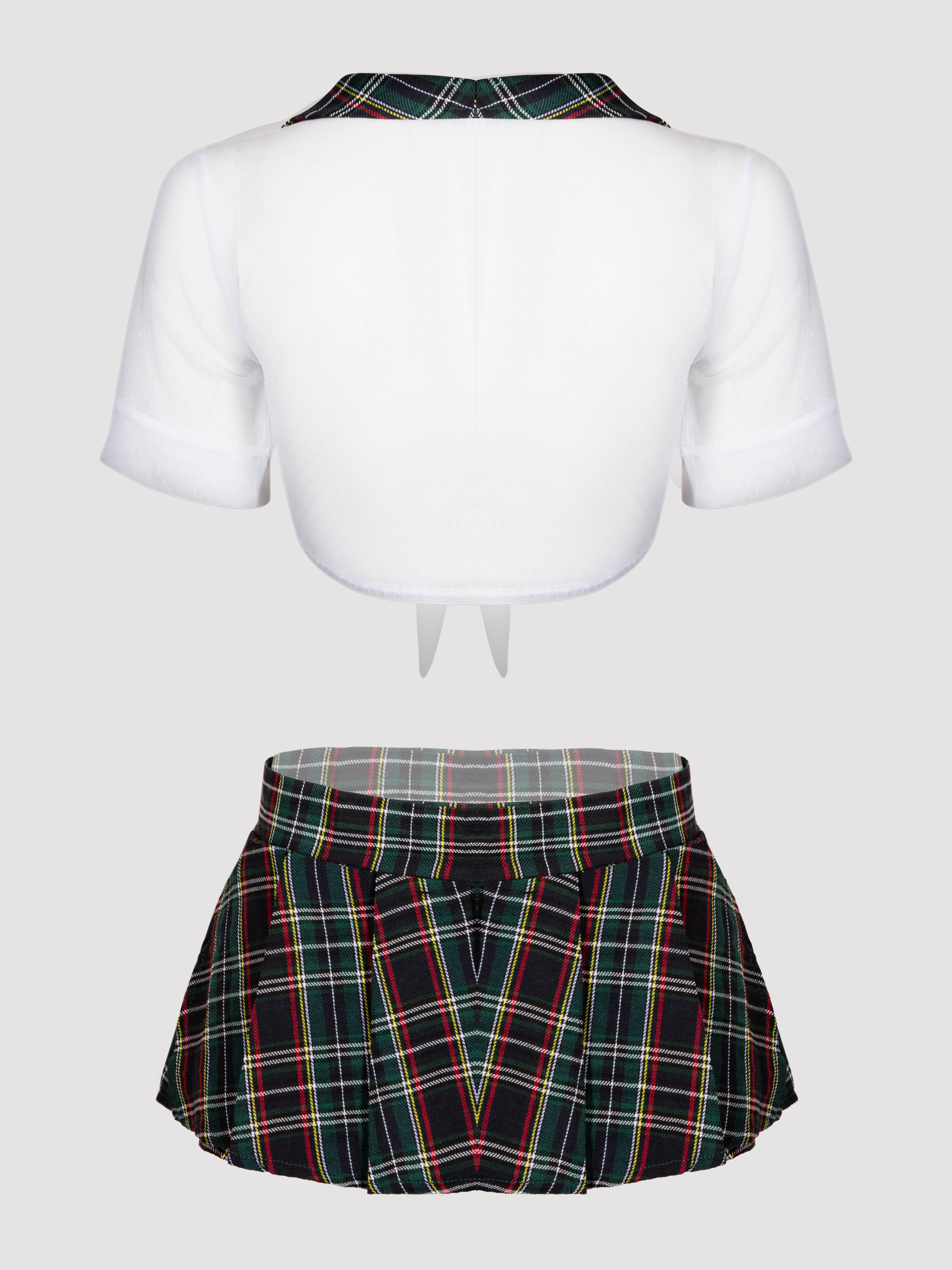 Lovehoney Fantasy Green Tartan Skirt Set, Green, vanilla