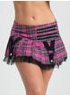 Lovehoney Fantasy Tartan Zip Detail Mini Skirt, Pink, hi-res