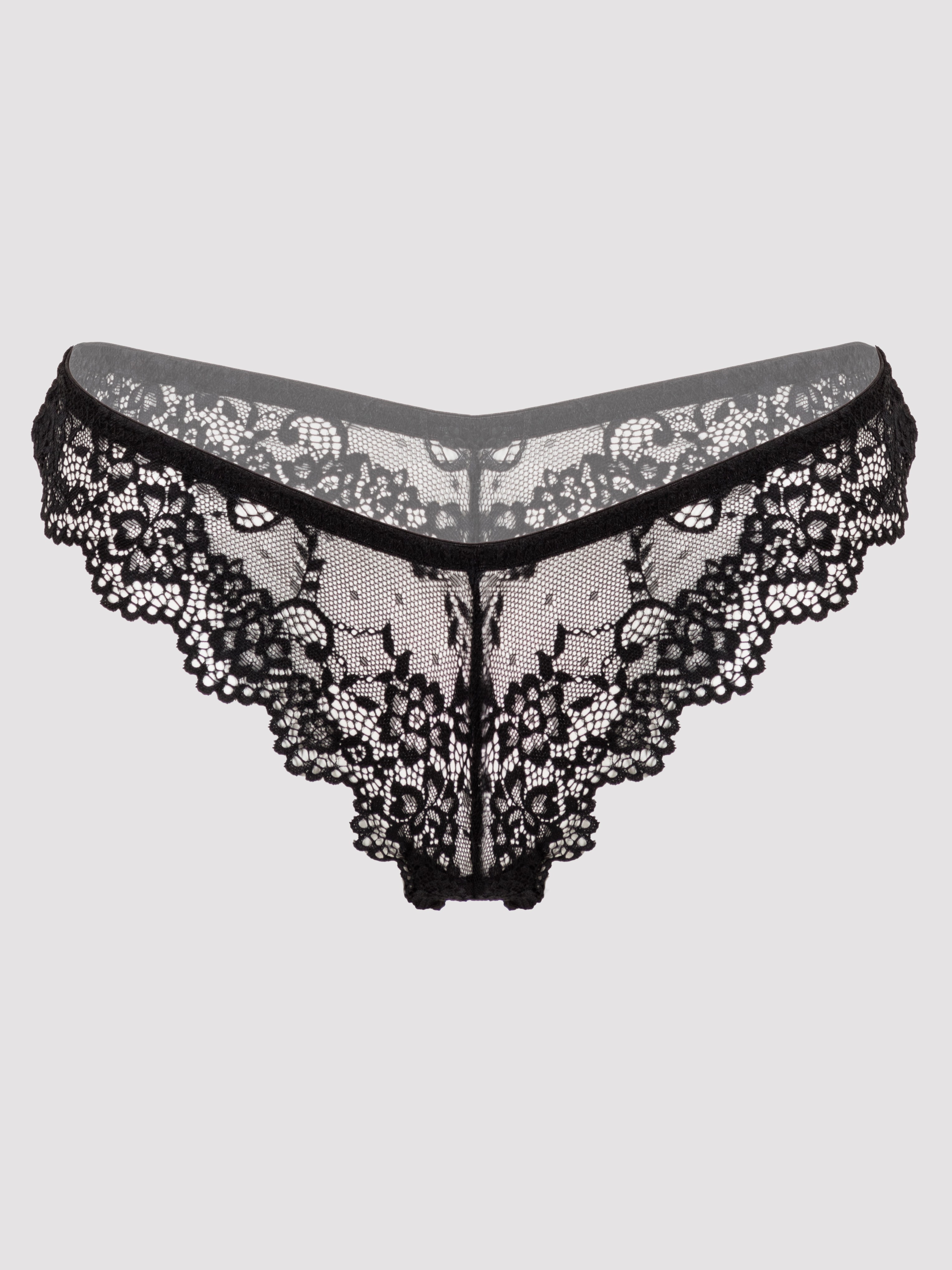 Lovehoney Bombshell Black Lace Babydoll Set , Black, hi-res