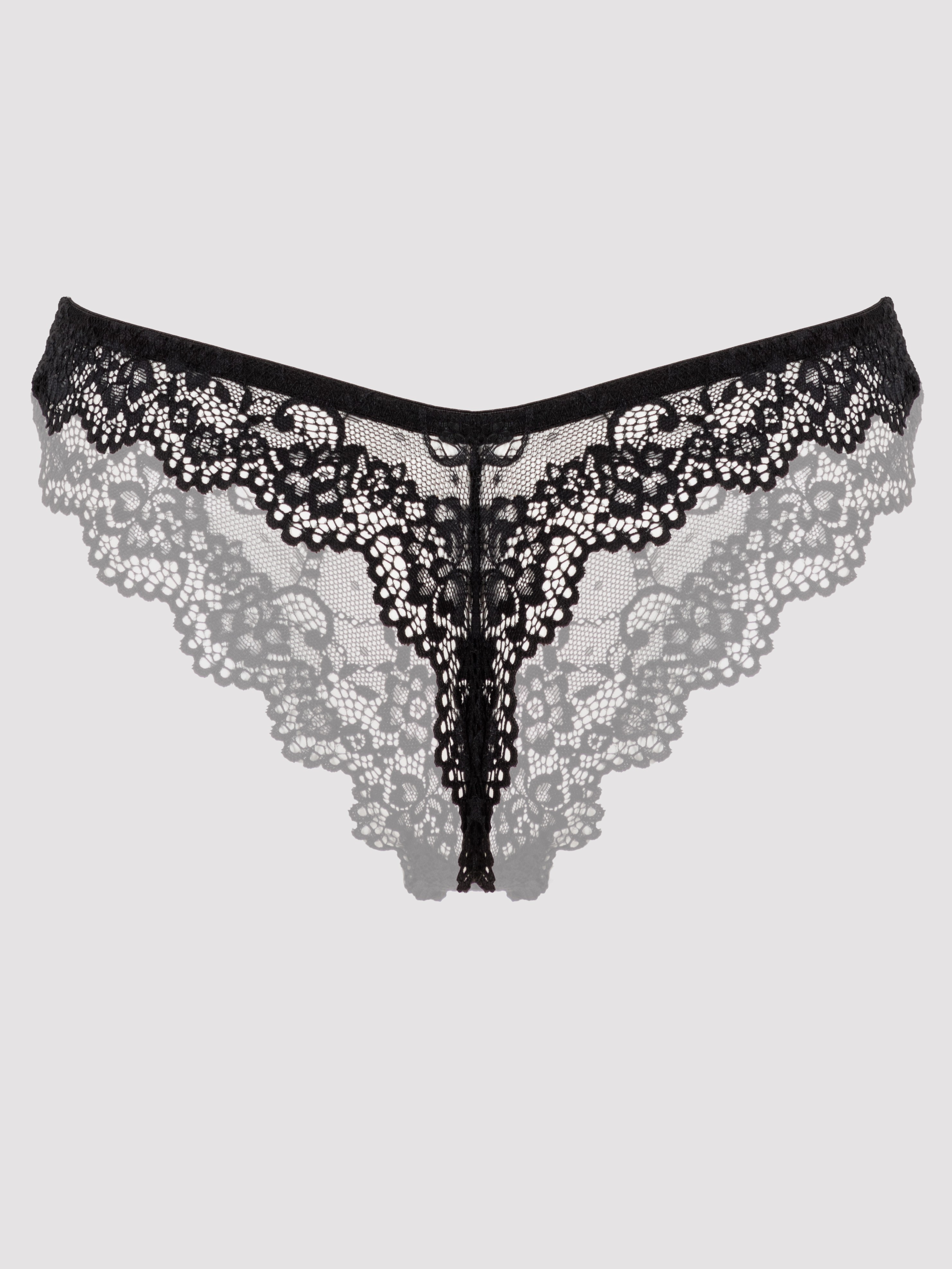 Lovehoney Bombshell Black Lace Babydoll Set , Black, hi-res