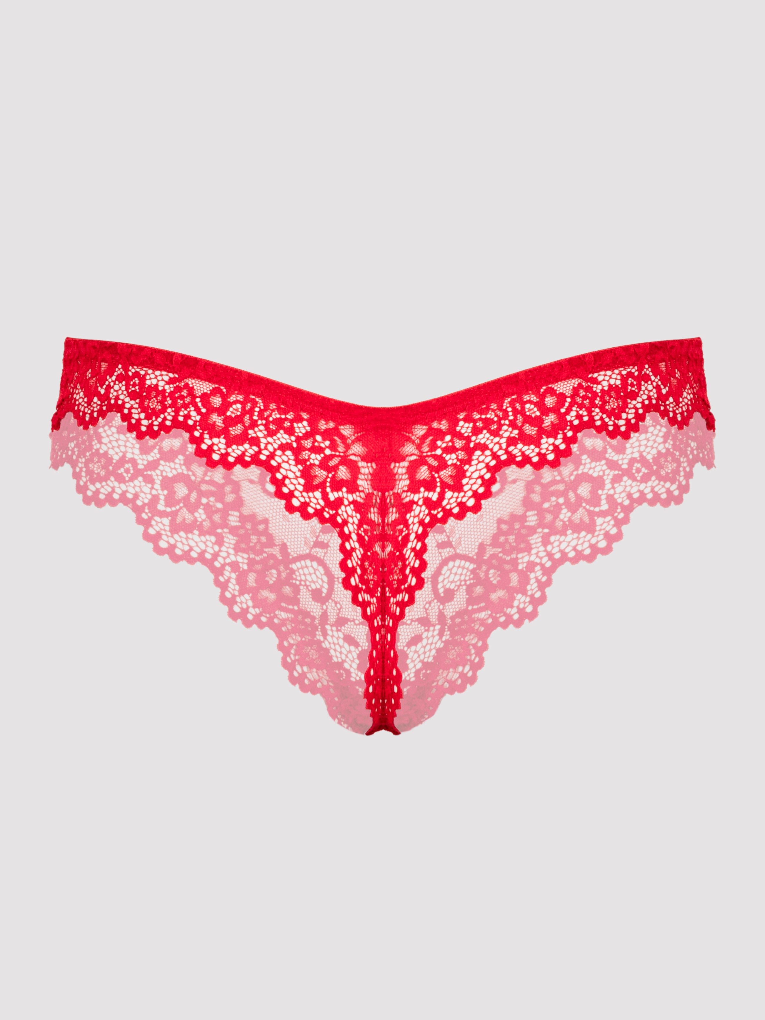 Lovehoney Bombshell Black Lace Babydoll Set , Red, hi-res