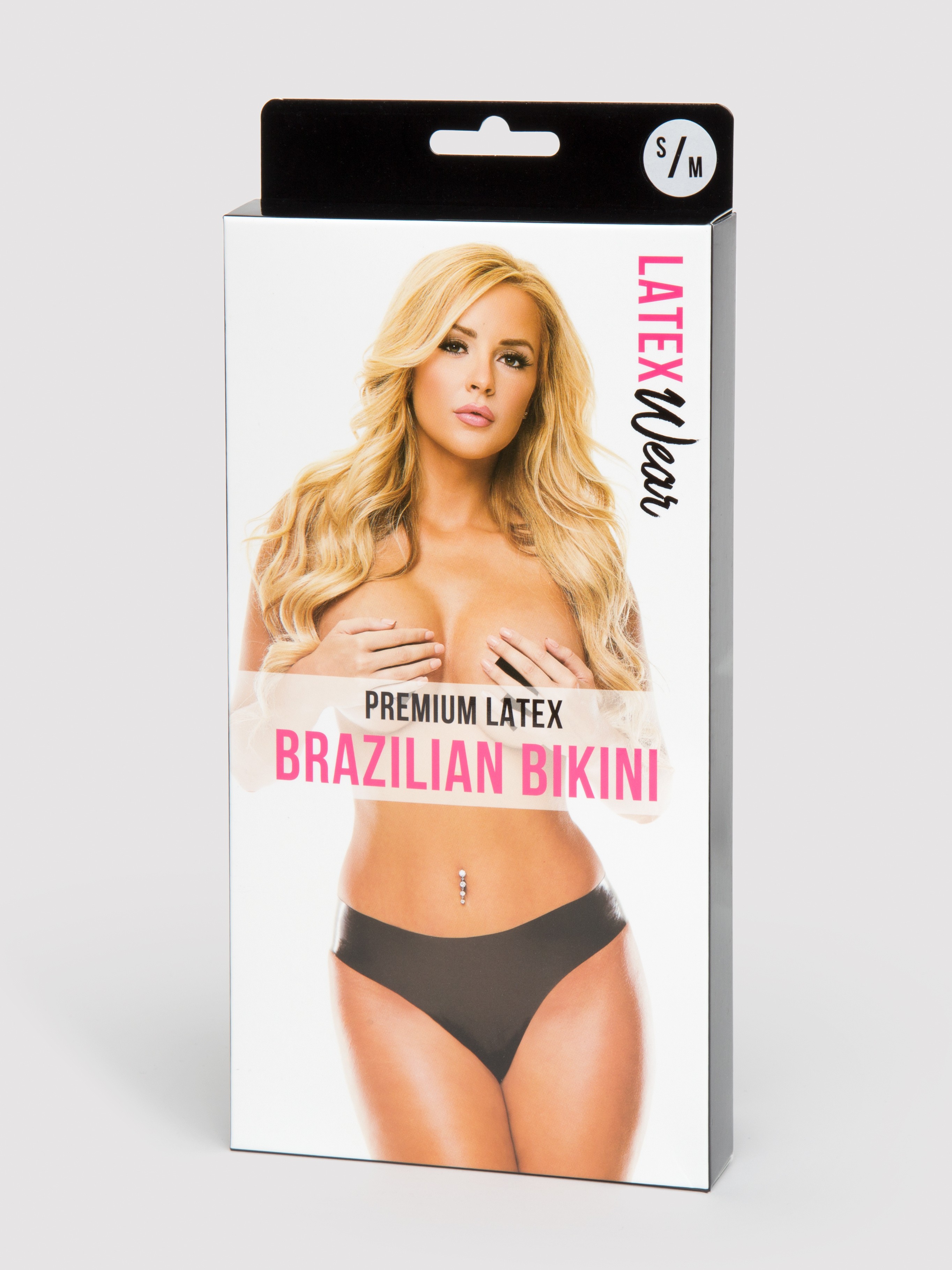 Premium Latex Black Brazilian Knickers, Black, hi-res