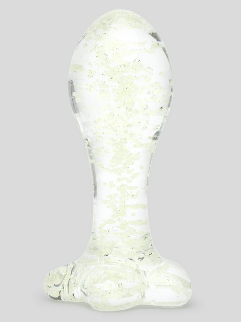 Lovehoney Sensual Glass Glow-in-the-Dark Butt Plug , Glow, hi-res