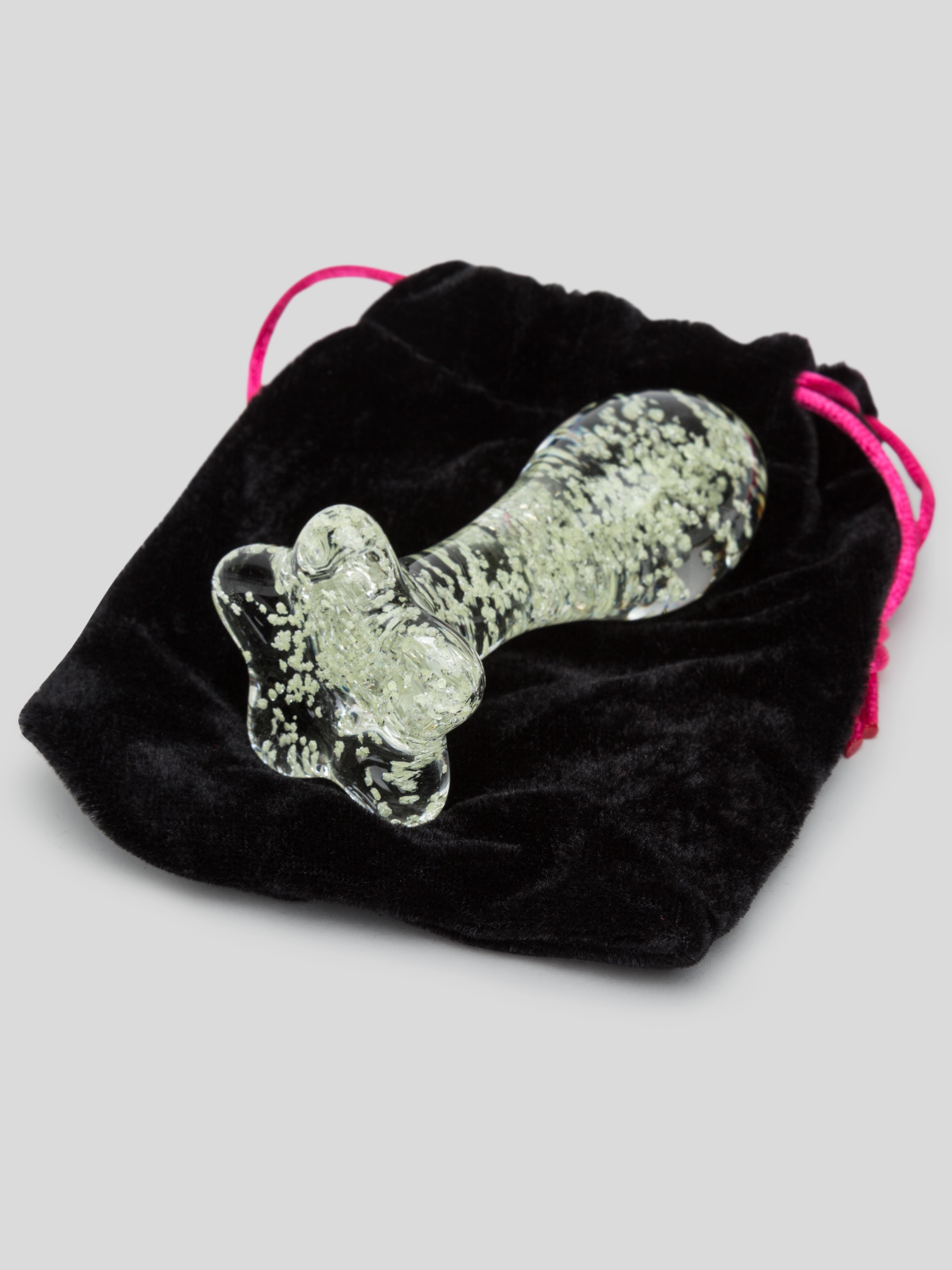 Lovehoney Sensual Glass Glow-in-the-Dark Butt Plug , Glow, hi-res