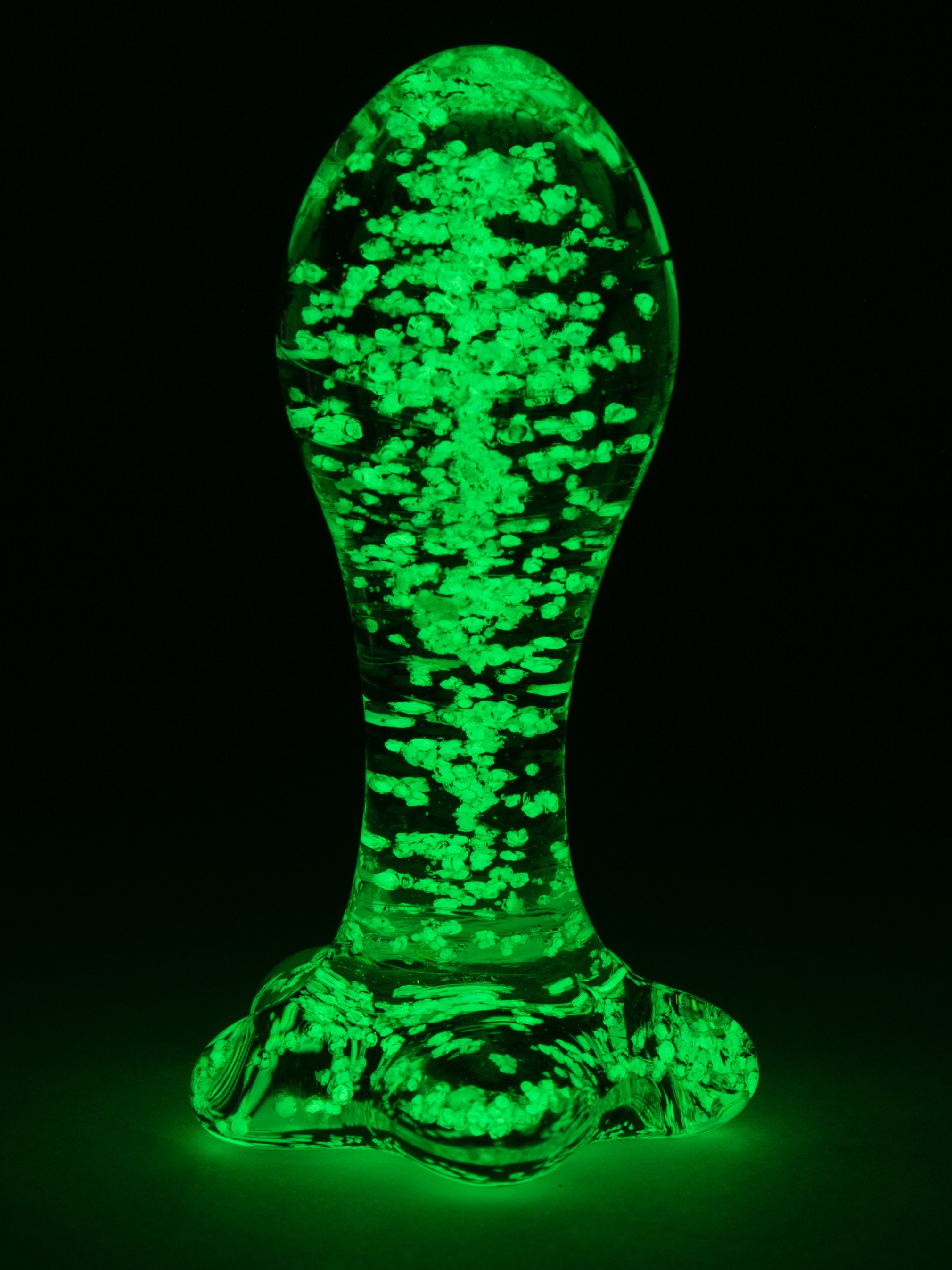 Lovehoney Sensual Glass Glow-in-the-Dark Butt Plug , Glow, hi-res