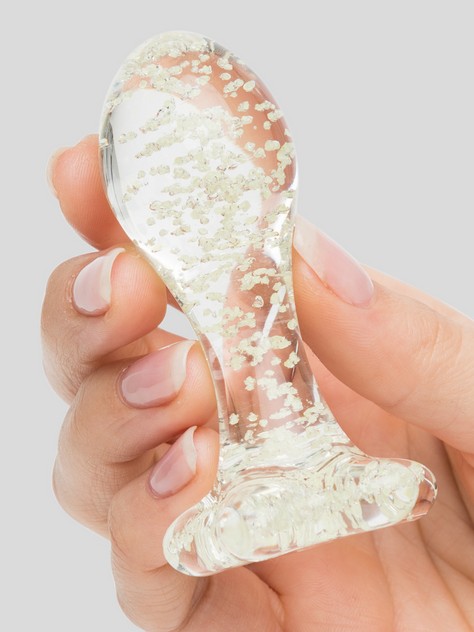 Lovehoney Sensual Glass Glow-in-the-Dark Butt Plug , Glow, hi-res