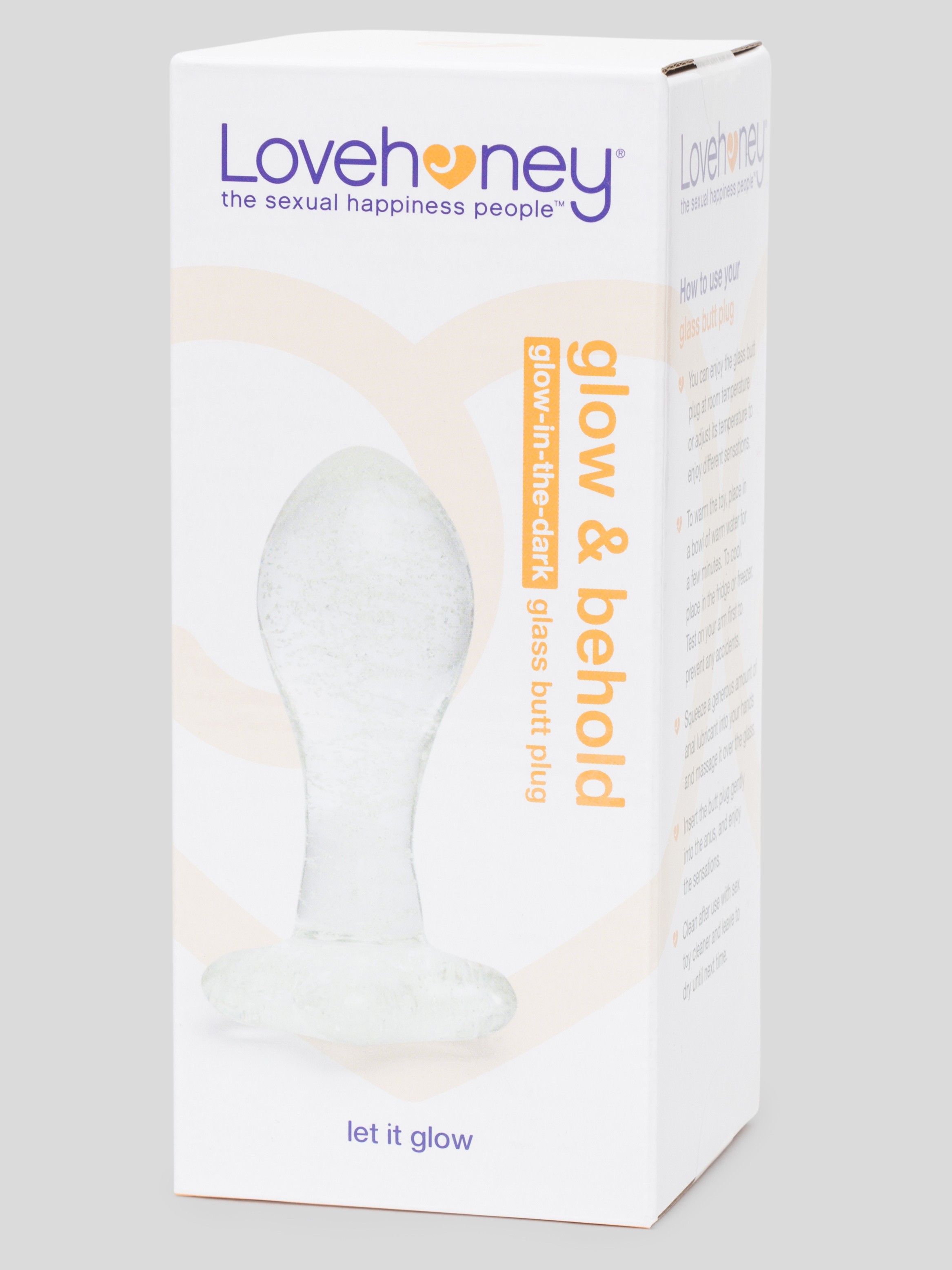 Lovehoney Sensual Glass Glow-in-the-Dark Butt Plug , Glow, hi-res