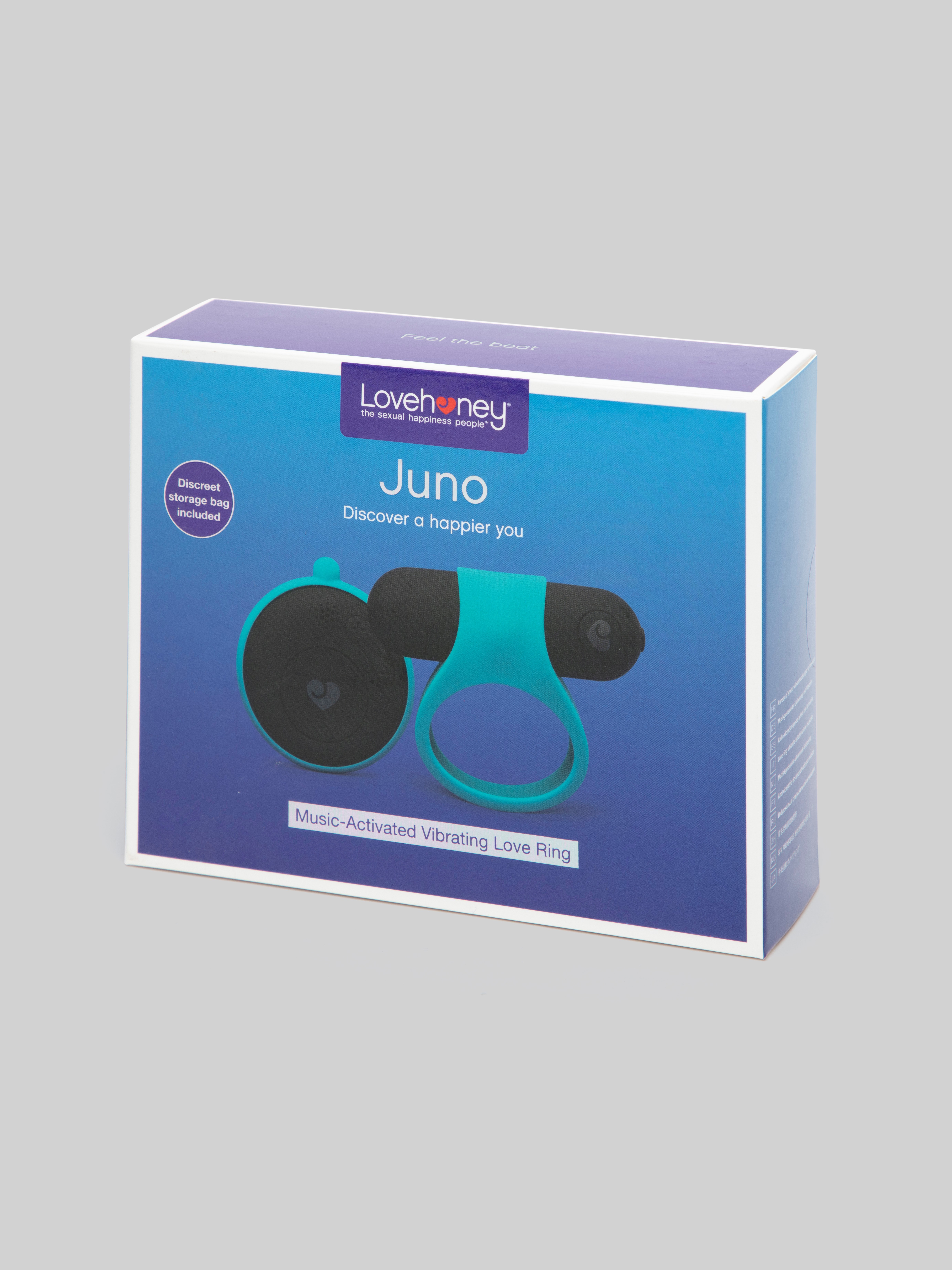 Lovehoney Juno Rechargeable Music Activated Vibrating Love Ring, Black, hi-res