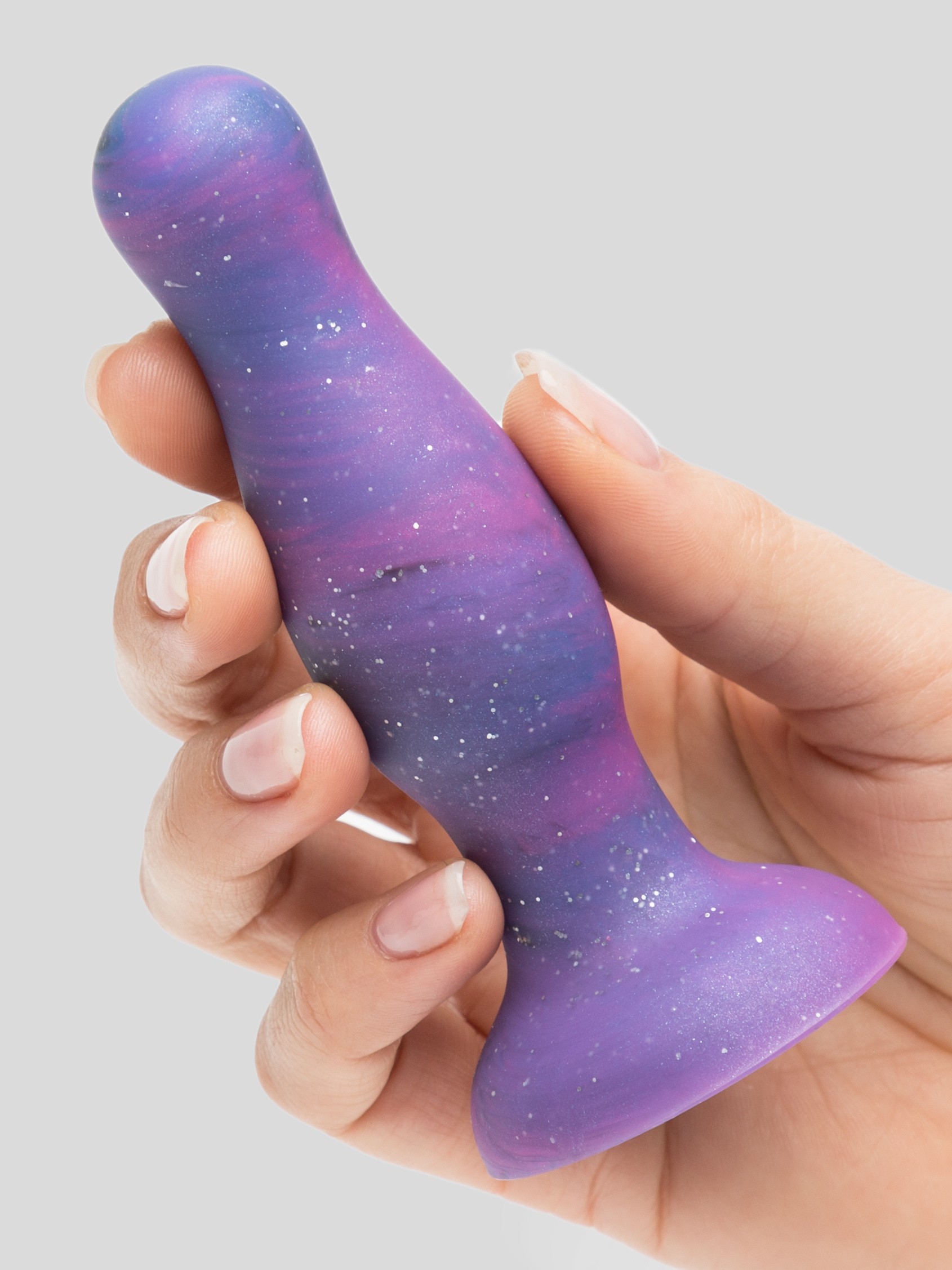 Lovehoney Super Soft Silicone Galaxy Butt Plug , Purple, hi-res
