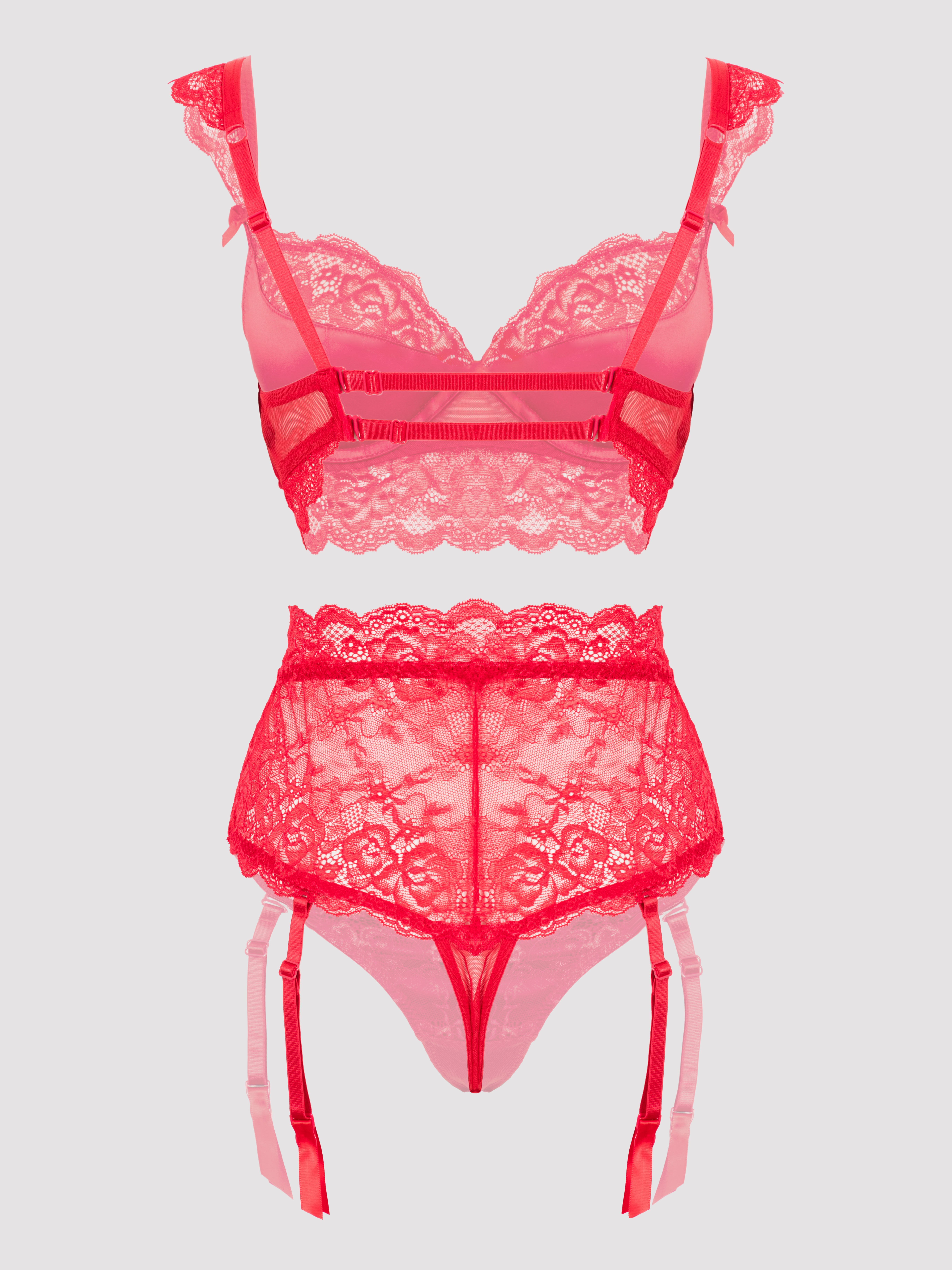 Lovehoney Treasure Me Purple Push-Up Bra Set, Red, vanilla