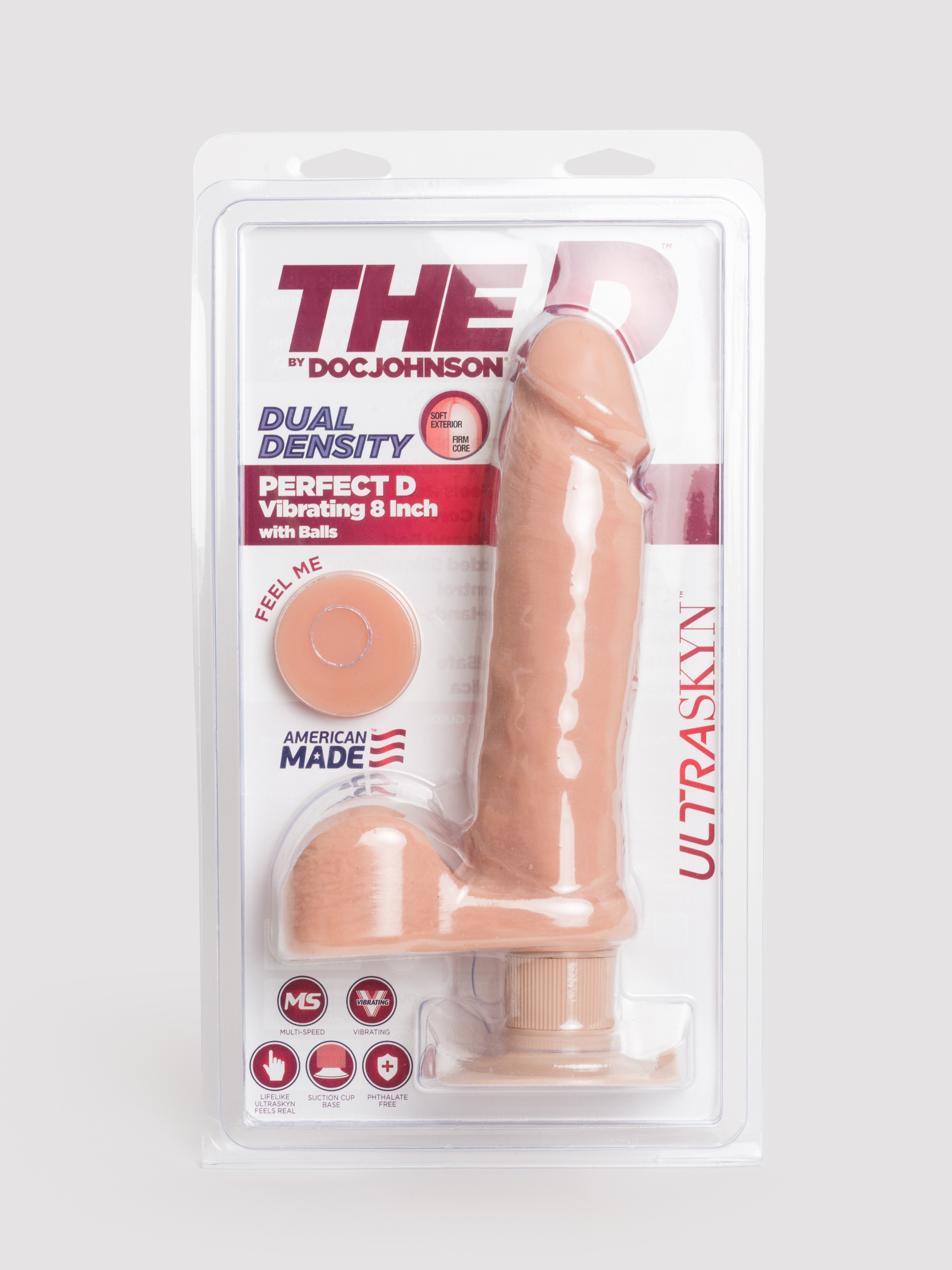 Doc Johnson The D Perfect D Dual Density Realistic Vibrator 7 Inch, Flesh Pink, hi-res