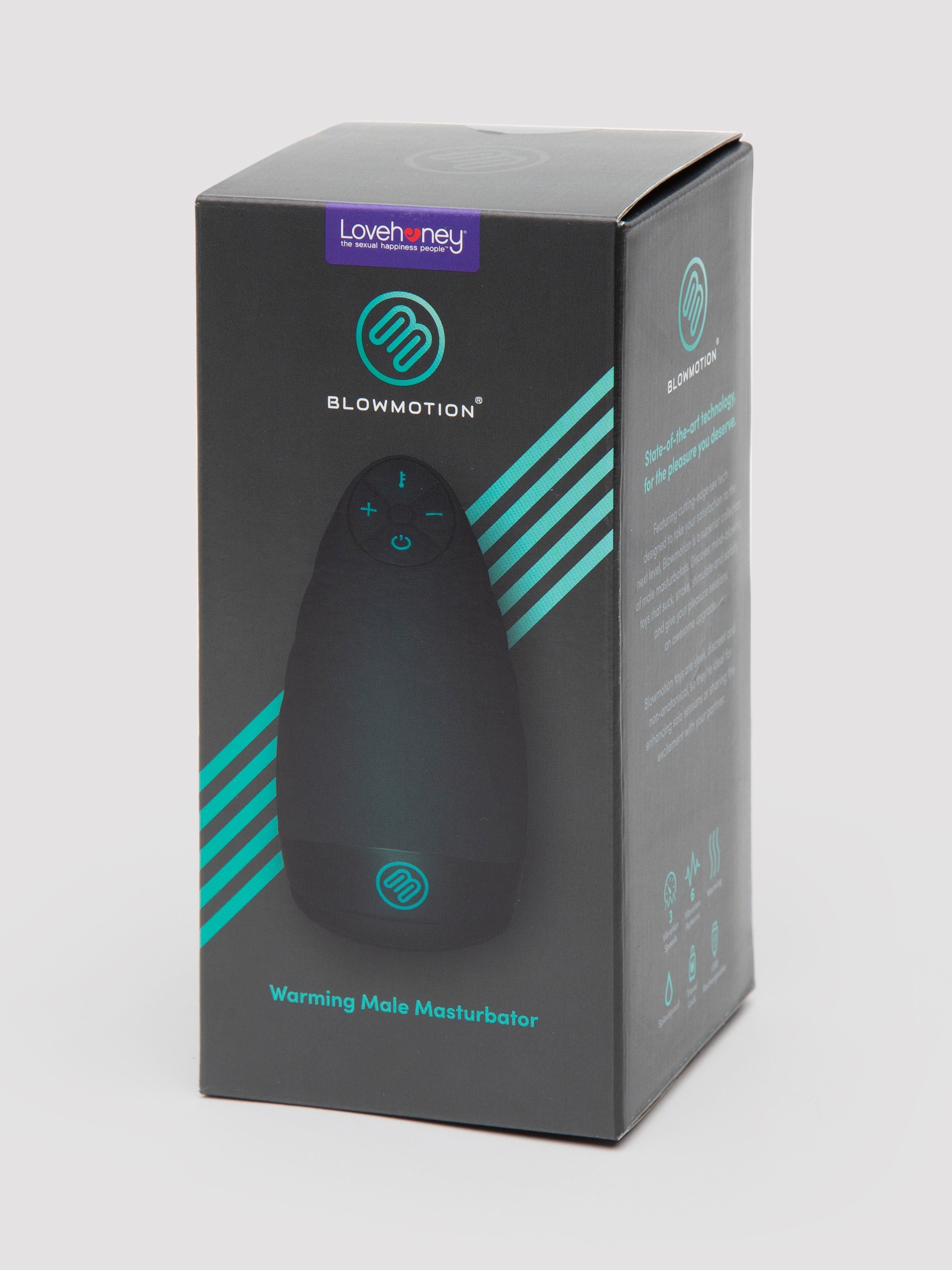 Blowmotion Warming Vibrating Male Masturbator, Black, hi-res