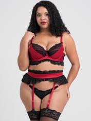 Lovehoney Empress Red Satin and Lace Bra Set, Red, hi-res