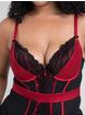 Lovehoney Empress Red Satin and Lace Basque Set, Red, hi-res