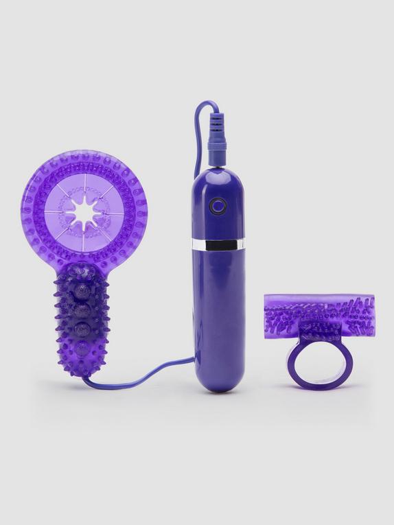 Lovehoney Bedtime Bullet 10 Function Vibrating Cock Ring Set, Purple, hi-res