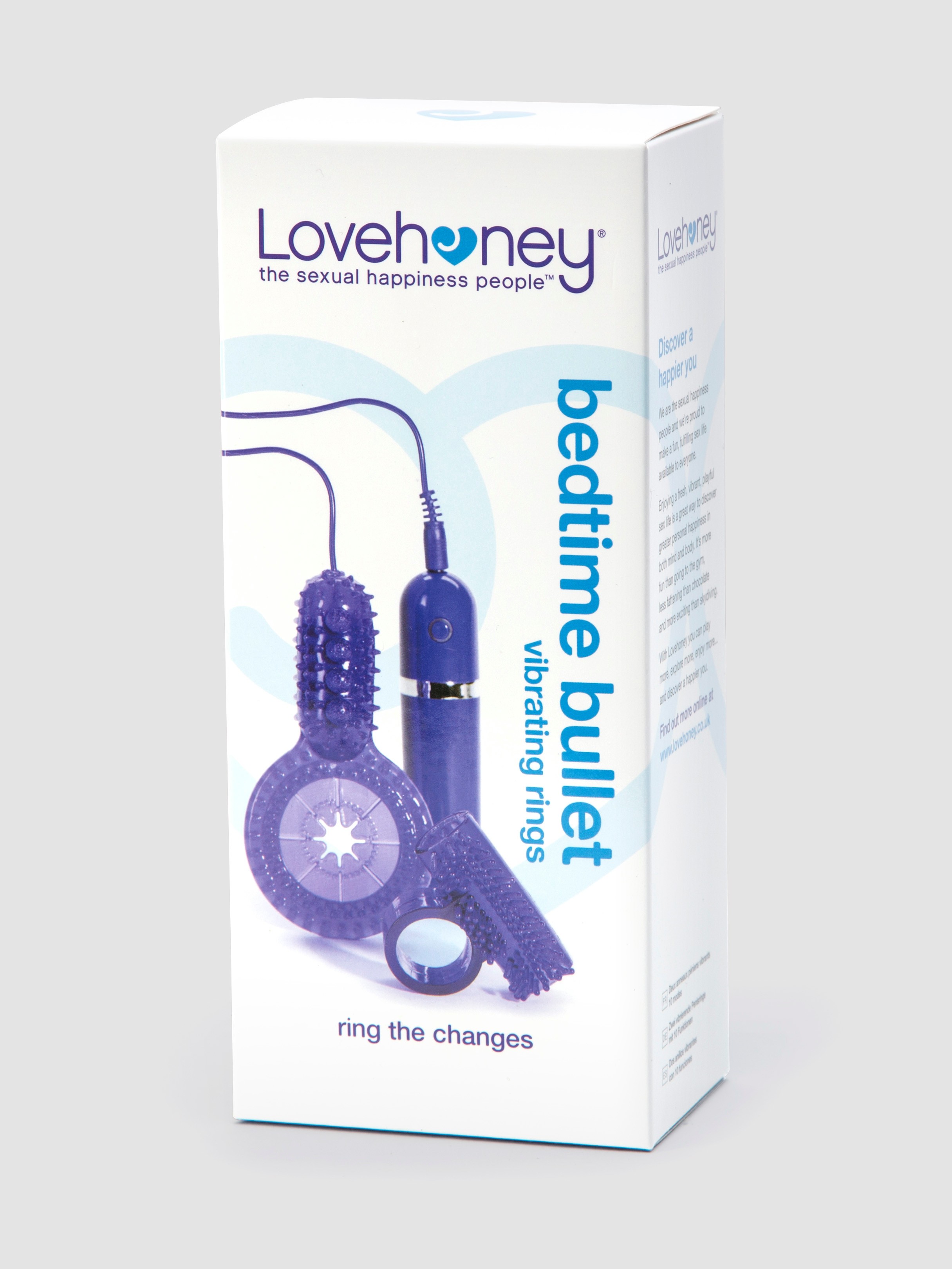 Lovehoney Bedtime Bullet 10 Function Vibrating Cock Ring Set, Purple, hi-res