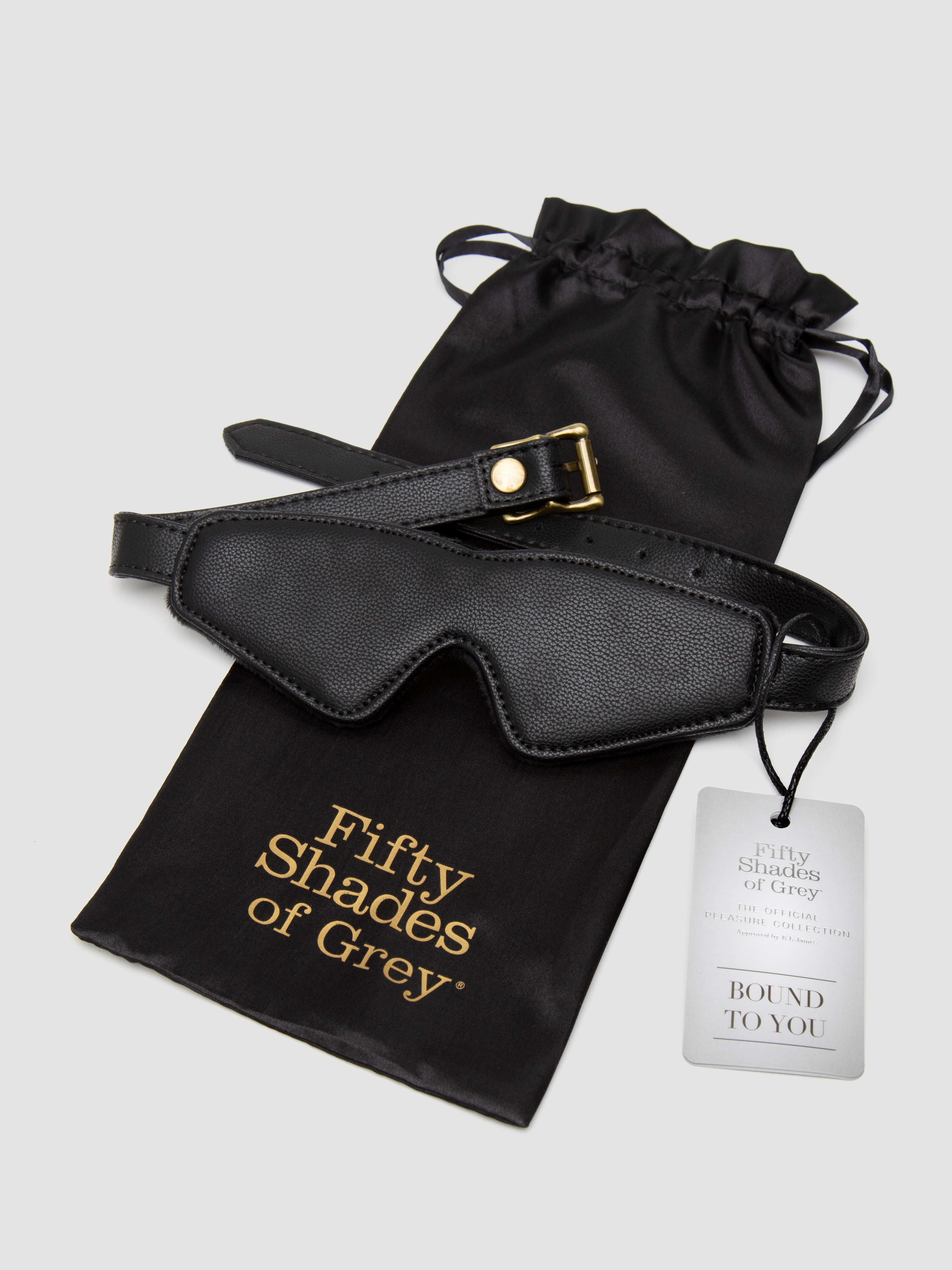 Fifty Shades of Grey Bound to You Faux Leather Blindfold, Black, hi-res