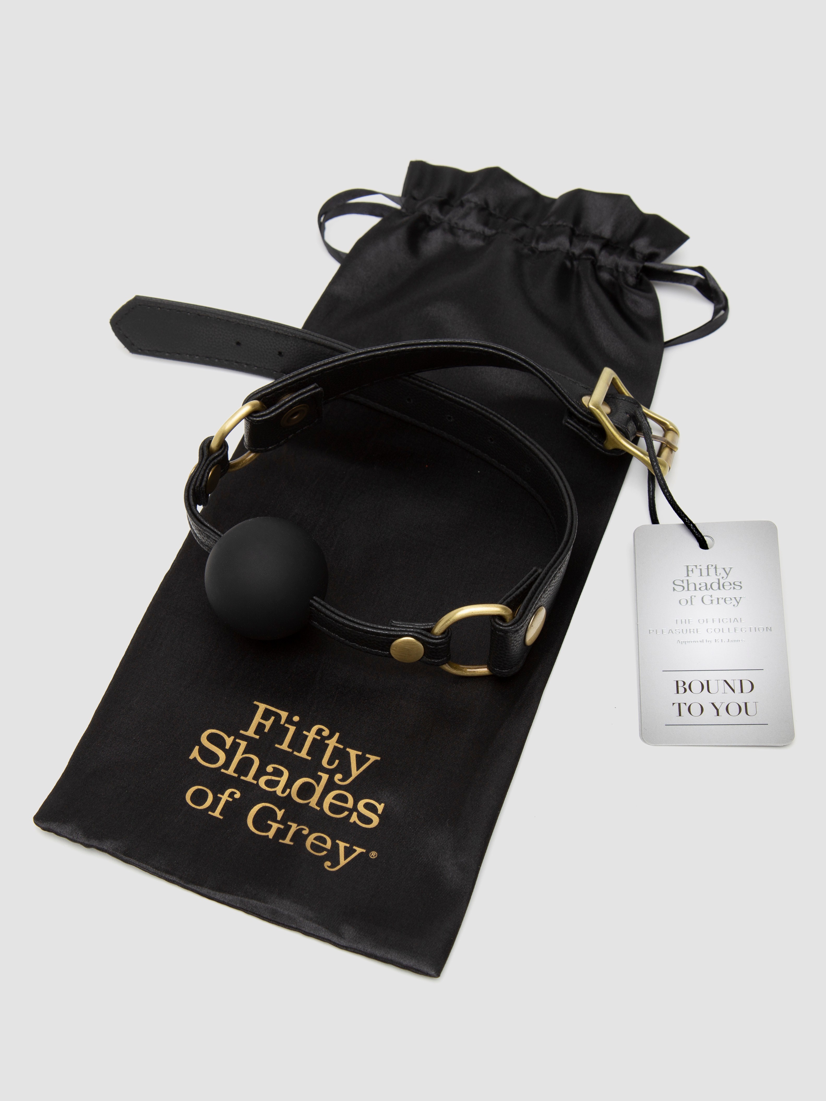 Fifty Shades of Grey Bound to You Faux Leather Ball Gag, Black, hi-res