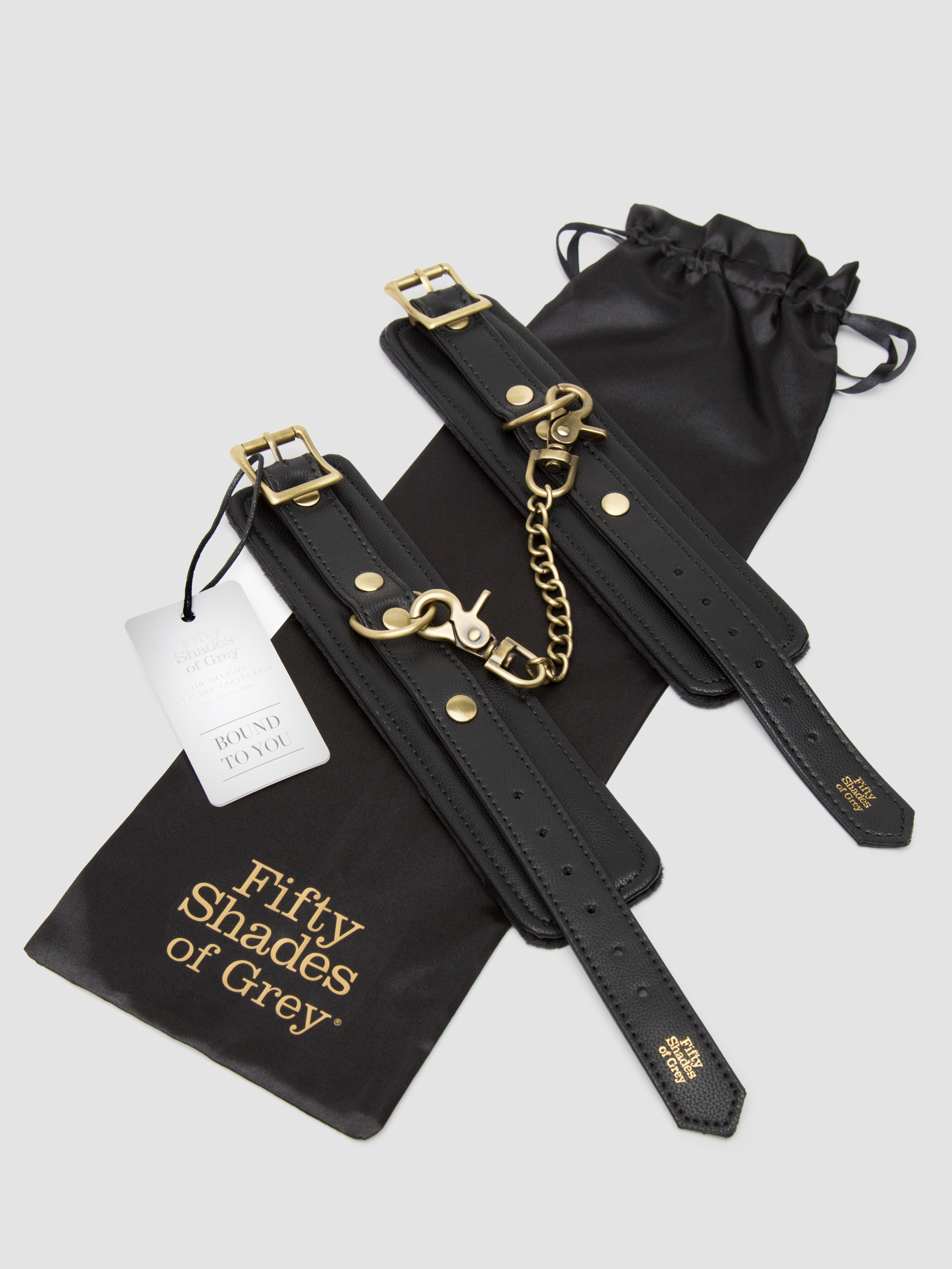 Fifty Shades of Grey Bound to You Faux Leather Wrist Cuffs, Black, hi-res