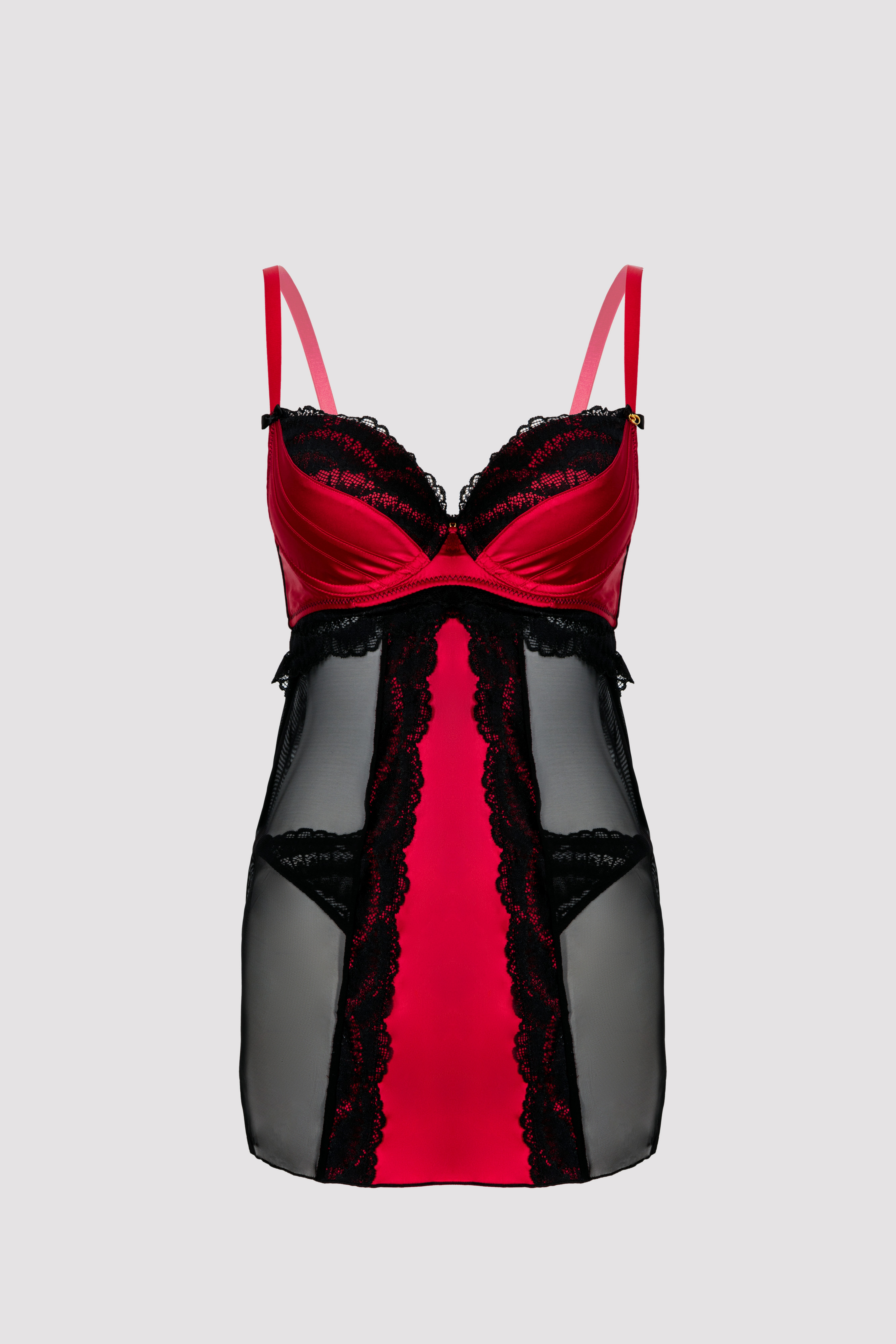 Lovehoney Lingerie Unisex Red Lovehoney Plus Size Empress Satin And Lace Chemise Set - 3X / 4X