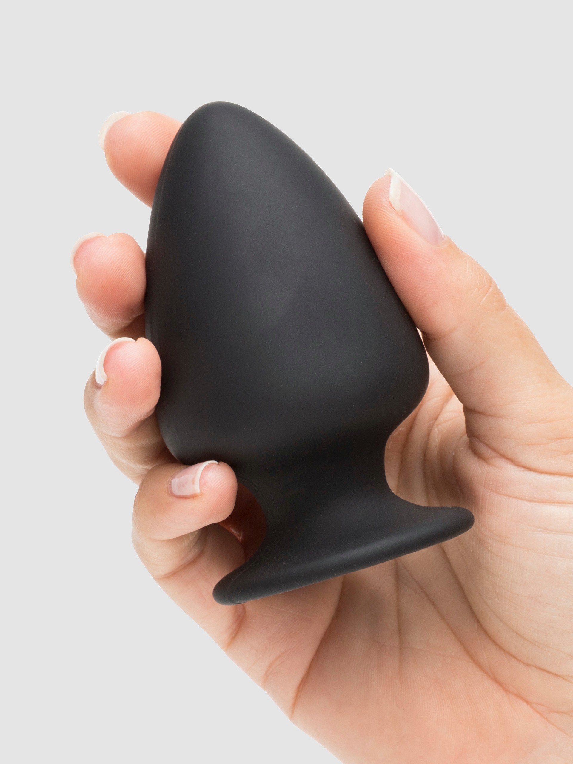 SILEXD Thermo-Reactive Dual Density Girthy Silicone Butt Plug 3 Inch, Black, hi-res