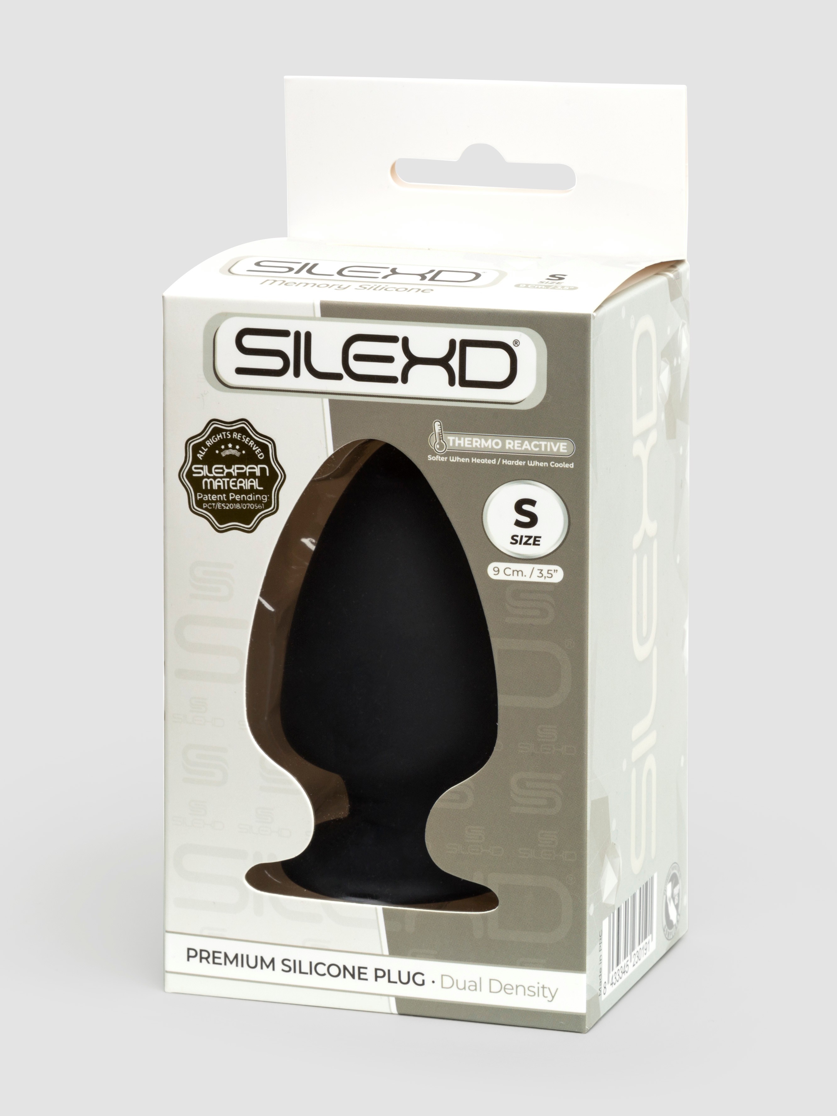 SILEXD Thermo-Reactive Dual Density Girthy Silicone Butt Plug 3 Inch, Black, hi-res