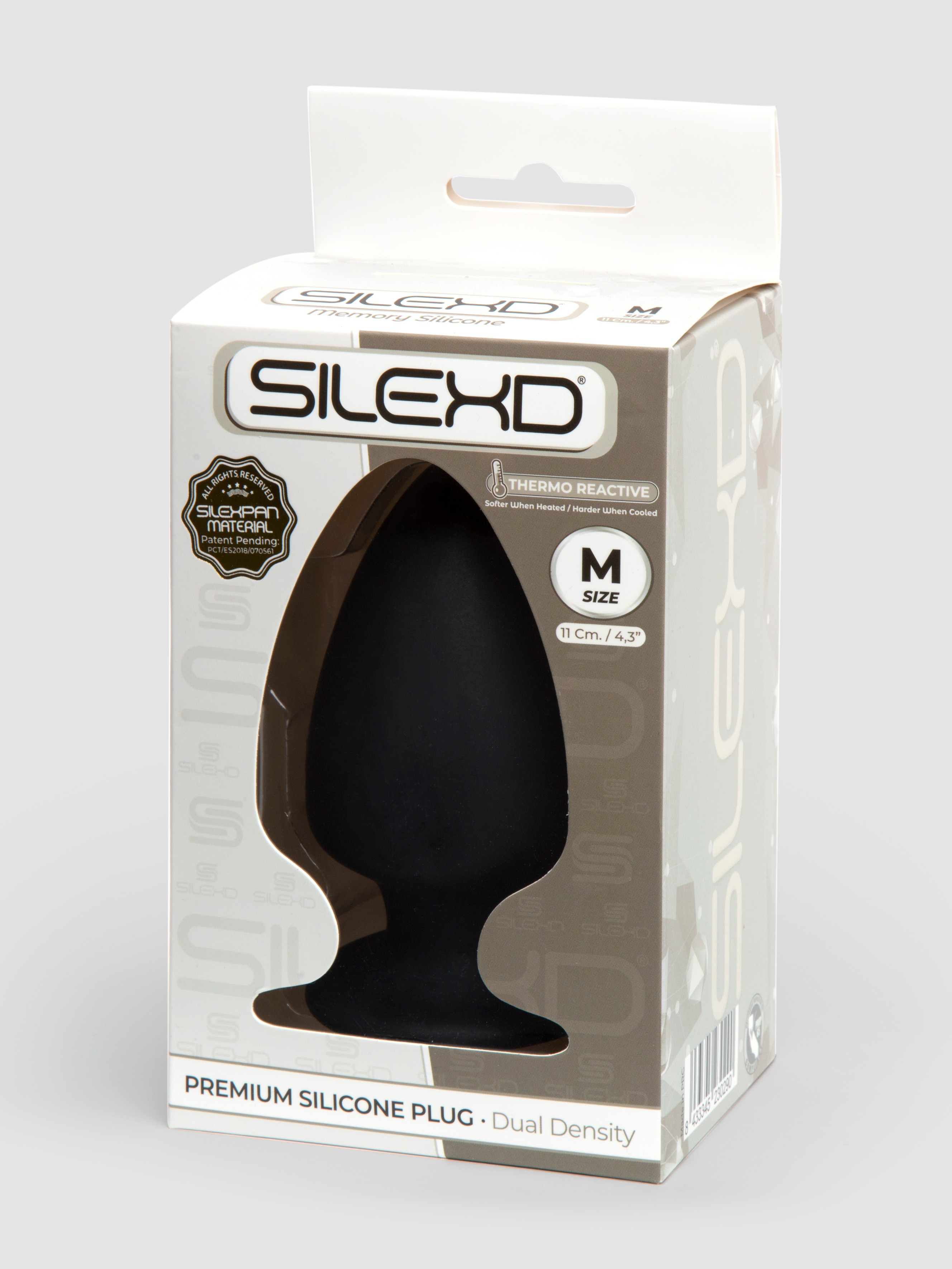 SILEXD Thermo-Reactive Dual Density Girthy Silicone Butt Plug 3.5 Inch, Black, hi-res