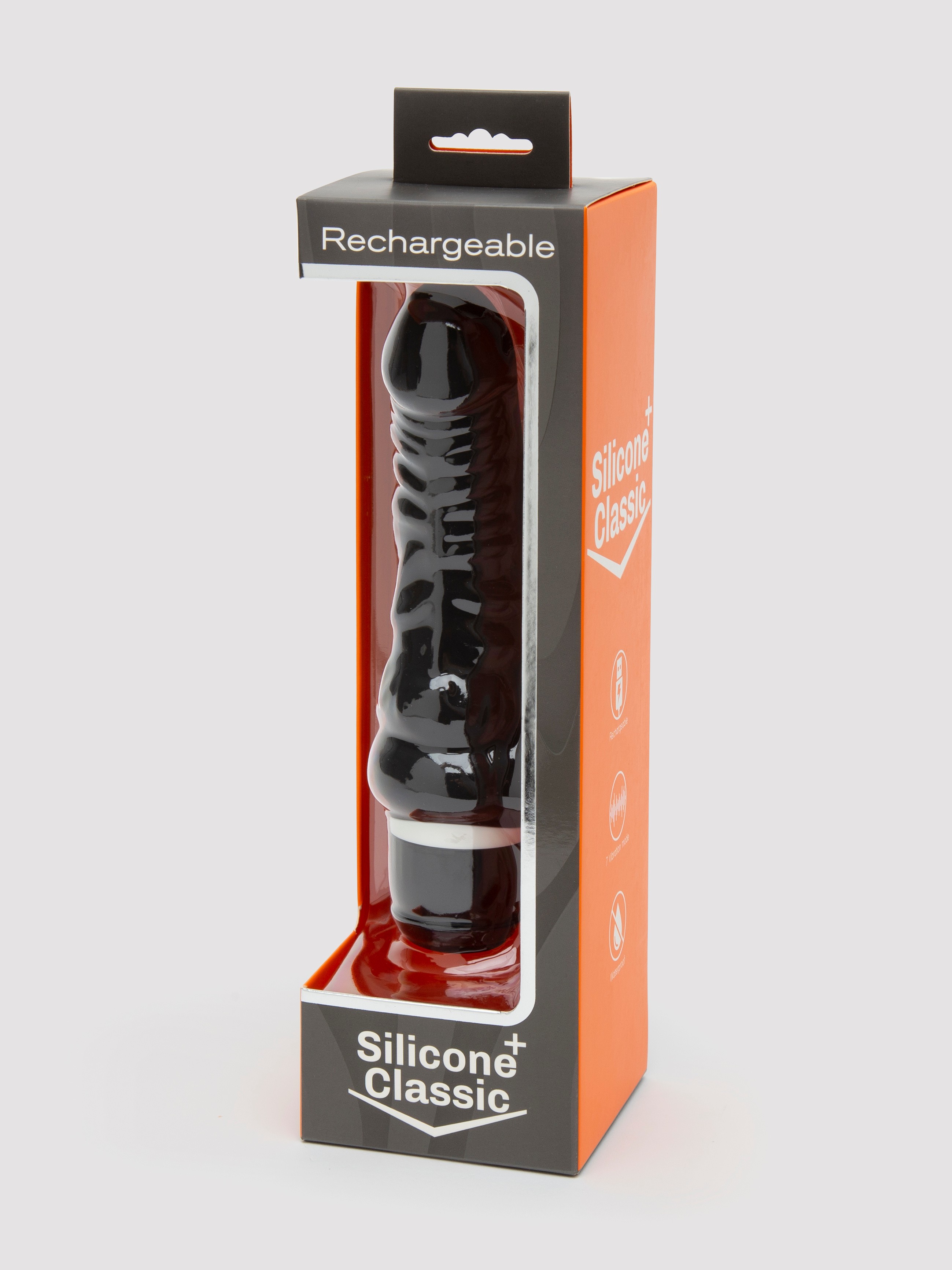 Silicone 7 Function Girthy Realistic Rechargeable Vibrator 5.5 Inch, Black, hi-res