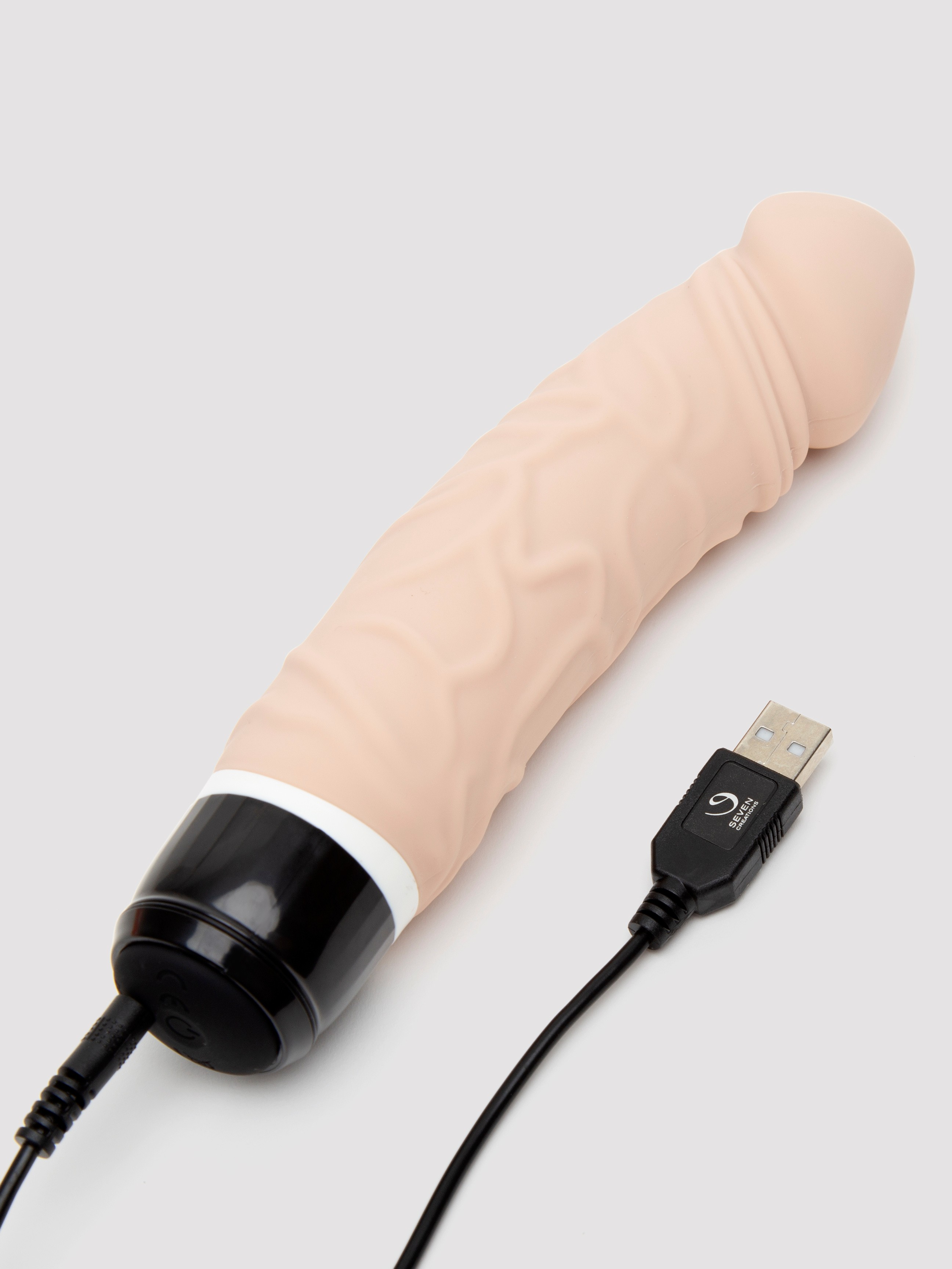 Silicone 7 Function Girthy Realistic Rechargeable Vibrator 6.5 Inch , Flesh Pink, hi-res