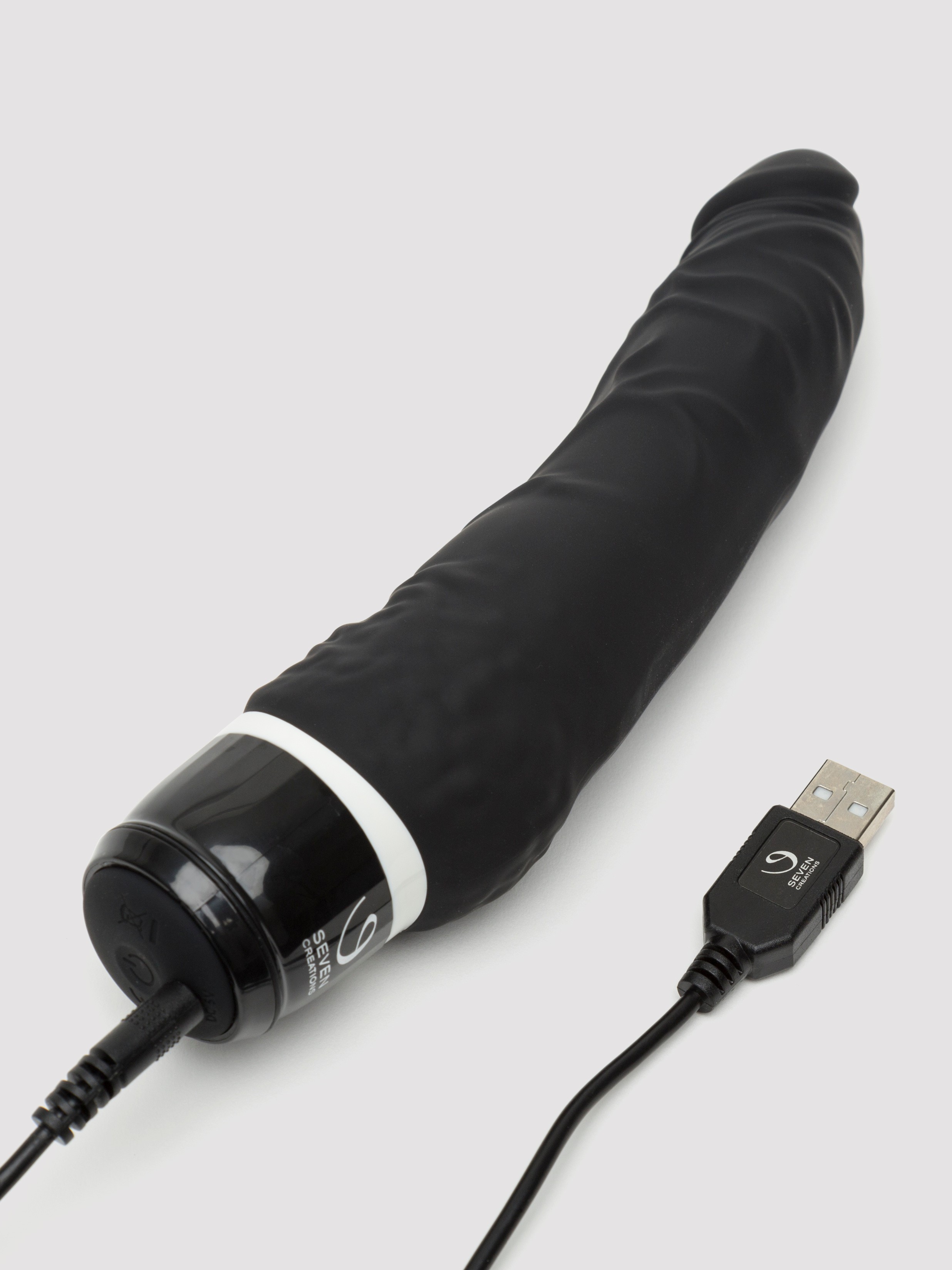 Silicone 7 Function Realistic Rechargeable Vibrator 6.5 Inch, Black, hi-res
