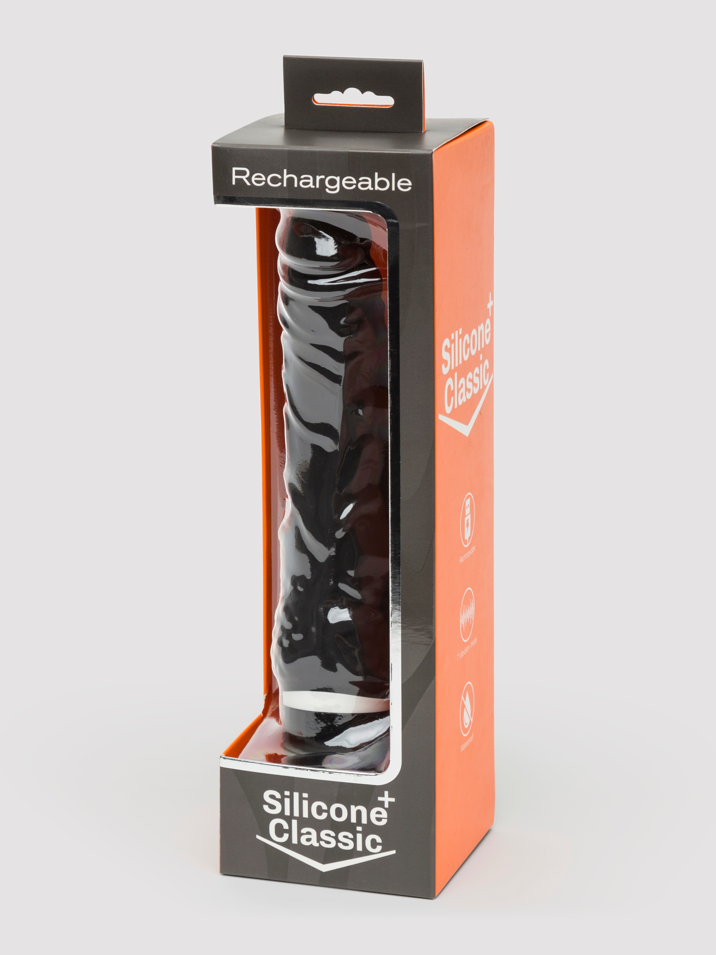 Silicone 7 Function Realistic Rechargeable Vibrator 6.5 Inch, Black, hi-res