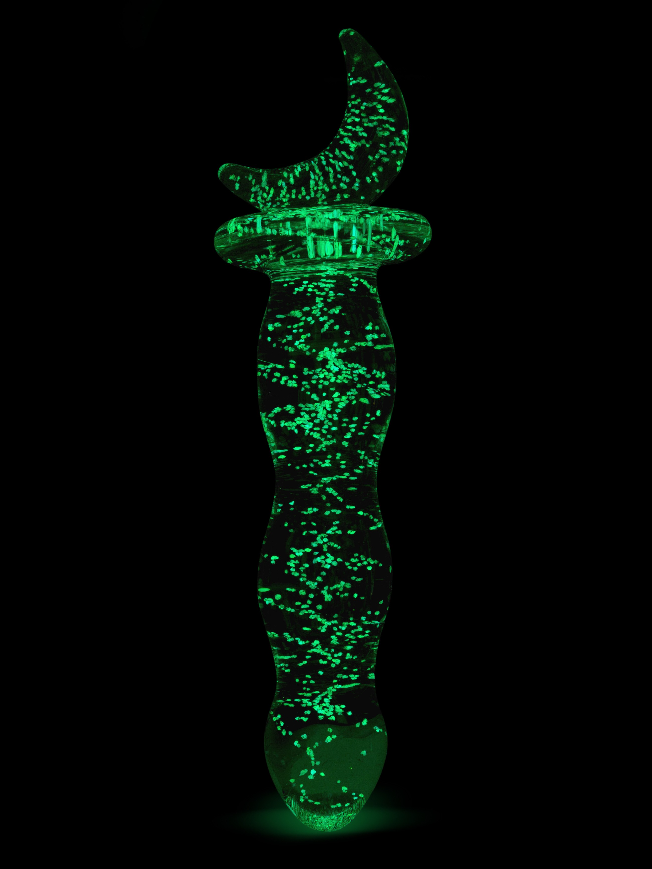 Lovehoney Sensual Glass Glow-in-the-Dark Dildo, Glow, hi-res