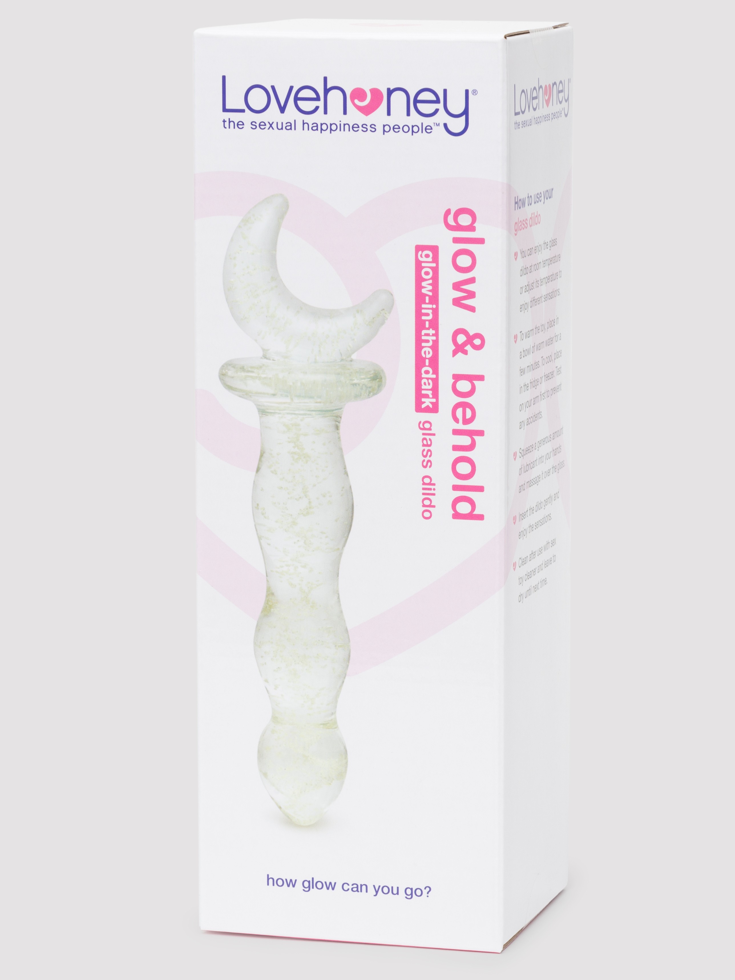 Lovehoney Sensual Glass Glow-in-the-Dark Dildo, Glow, hi-res