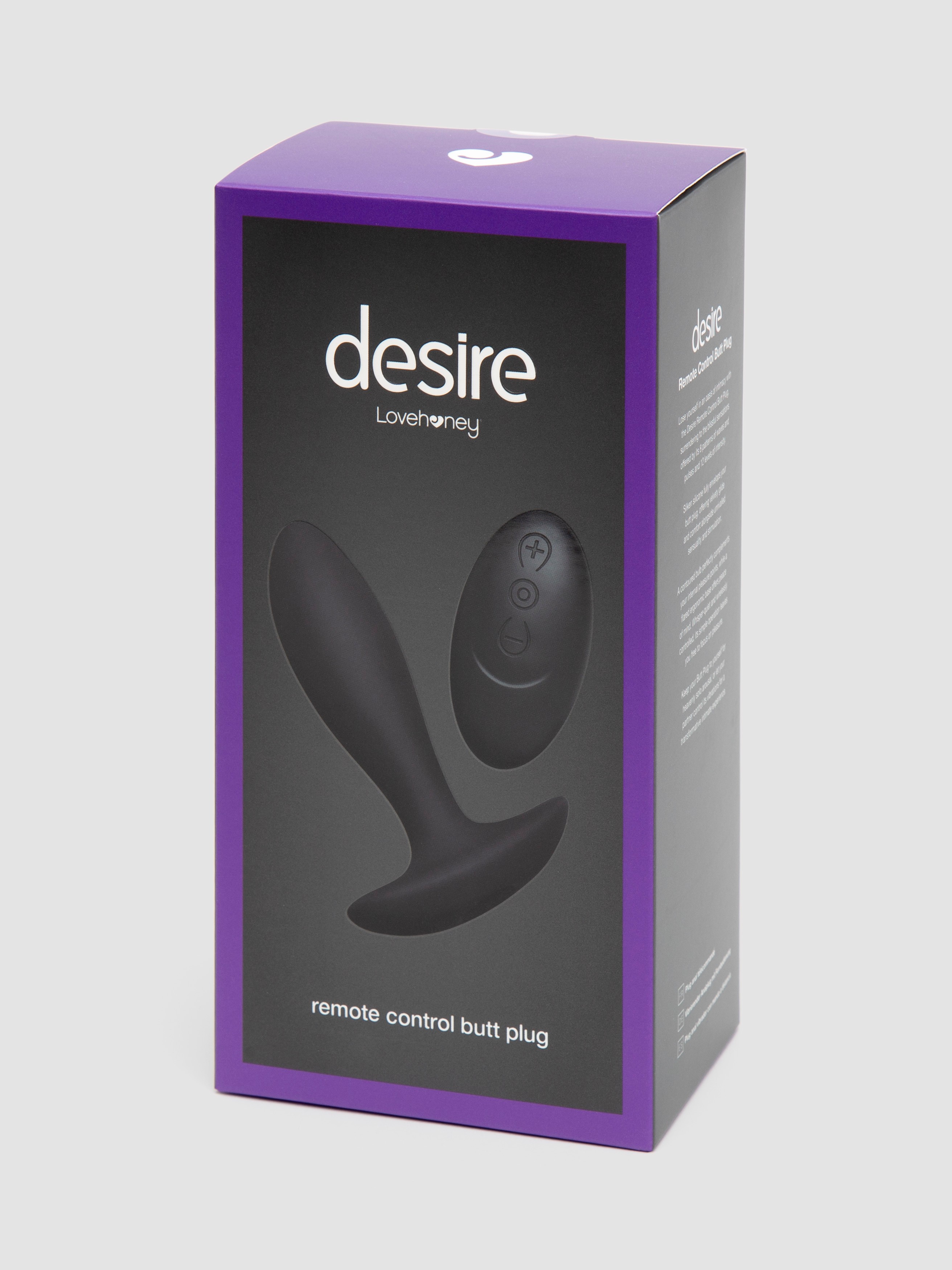 Desire Luxury Rechargeable Remote Control Vibrating Butt Plug, Black, hi-res