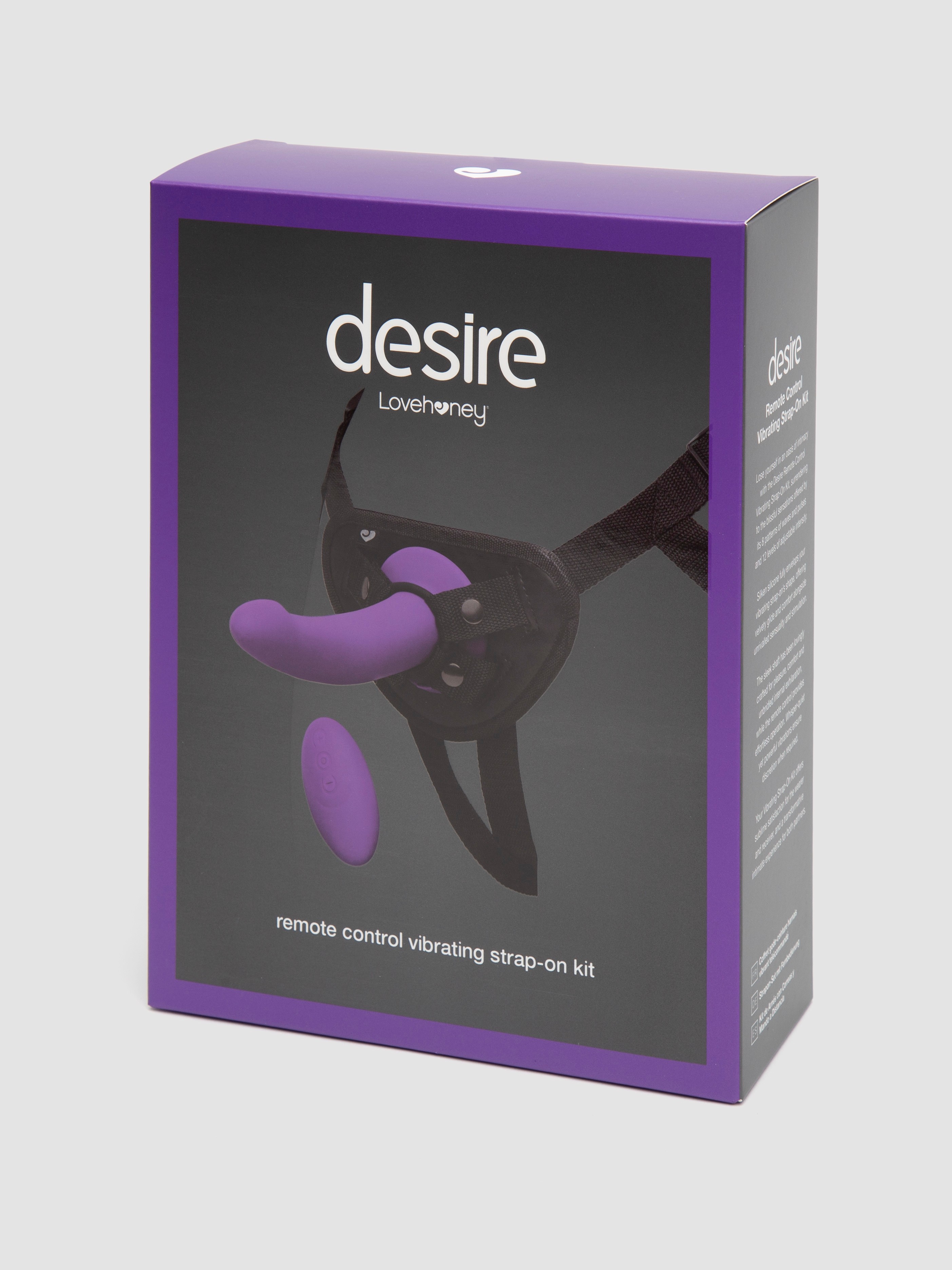 Desire Luxury Rechargeable Remote Control Vibrating Strap-On Kit, Purple, hi-res