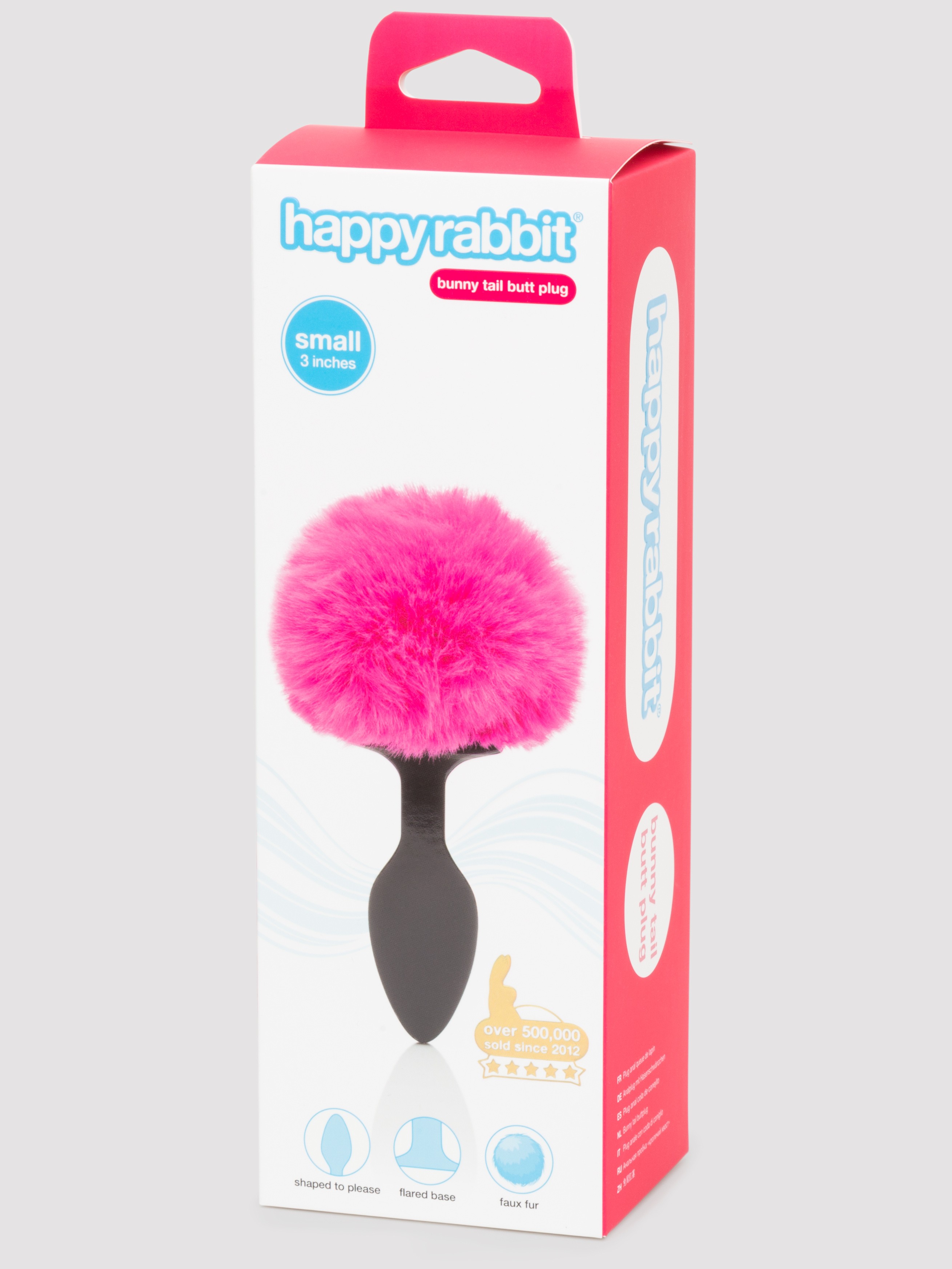 Happy Rabbit Small Bunny Tail Butt Plug 3 Inch, Black, hi-res