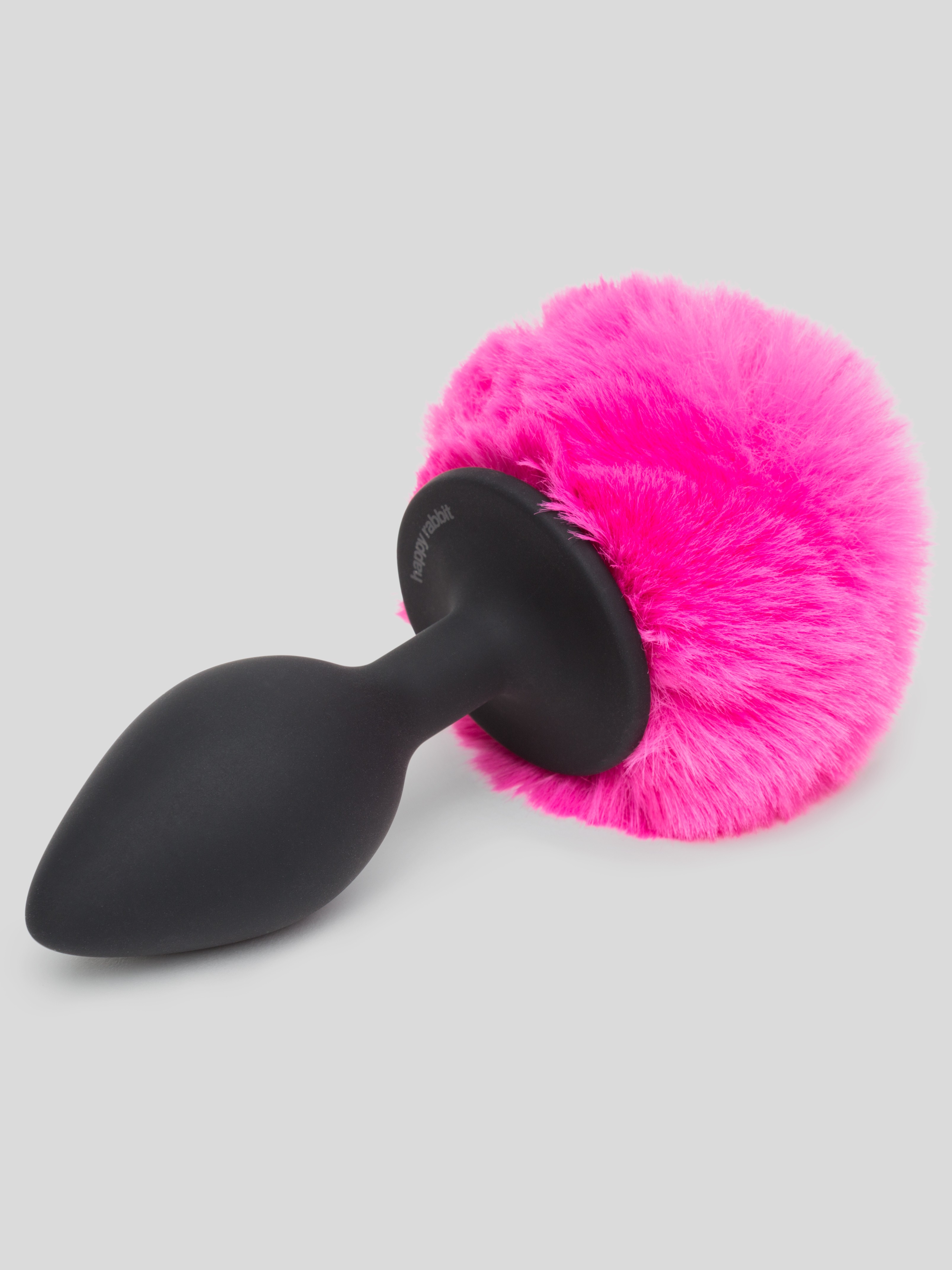 Happy Rabbit Medium Bunny Tail Butt Plug 3.5 Inch, Black, hi-res