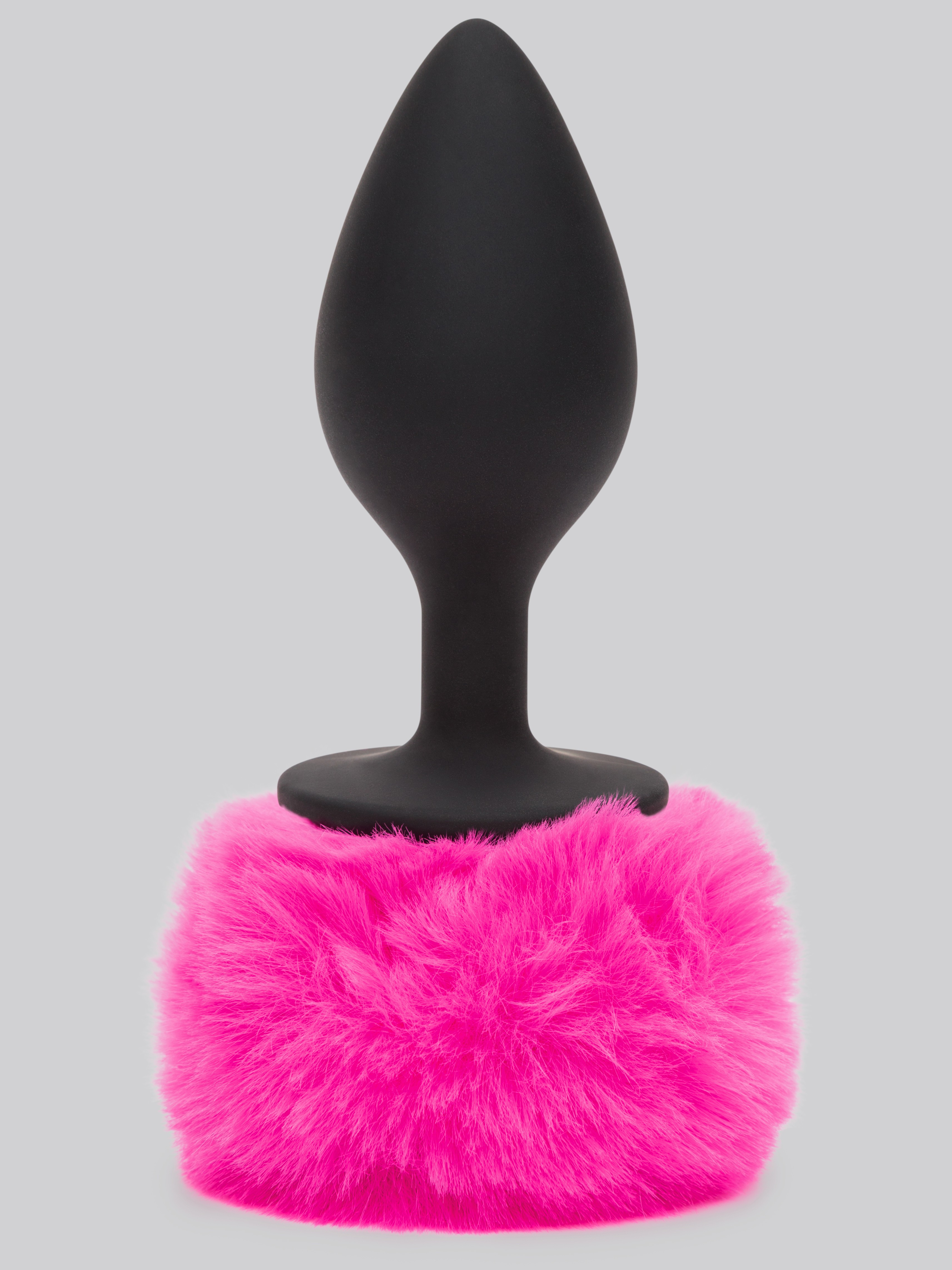 Happy Rabbit Large Bunny Tail Butt Plug 4 Inch, Black, hi-res