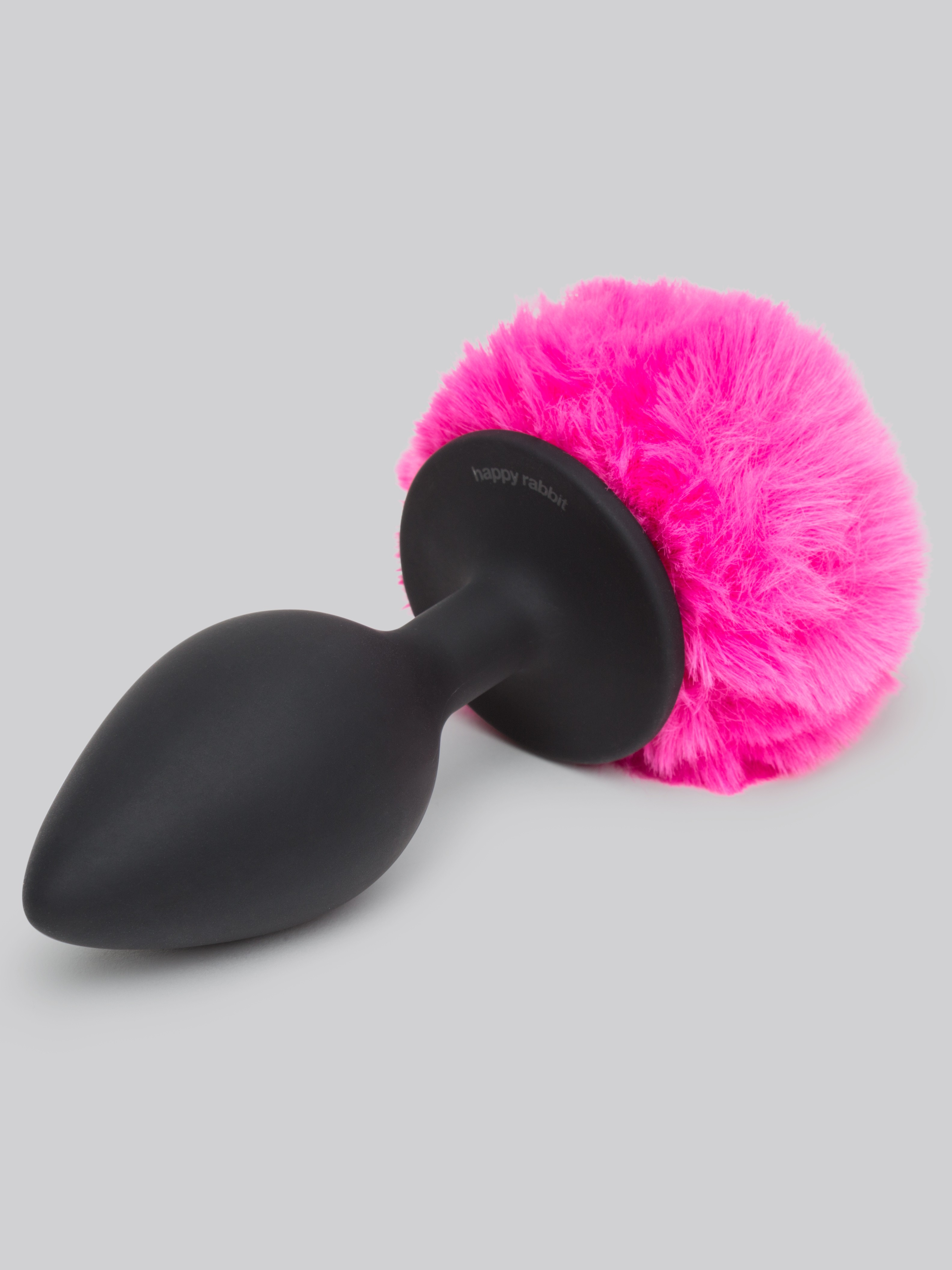 Happy Rabbit Large Bunny Tail Butt Plug 4 Inch, Black, hi-res