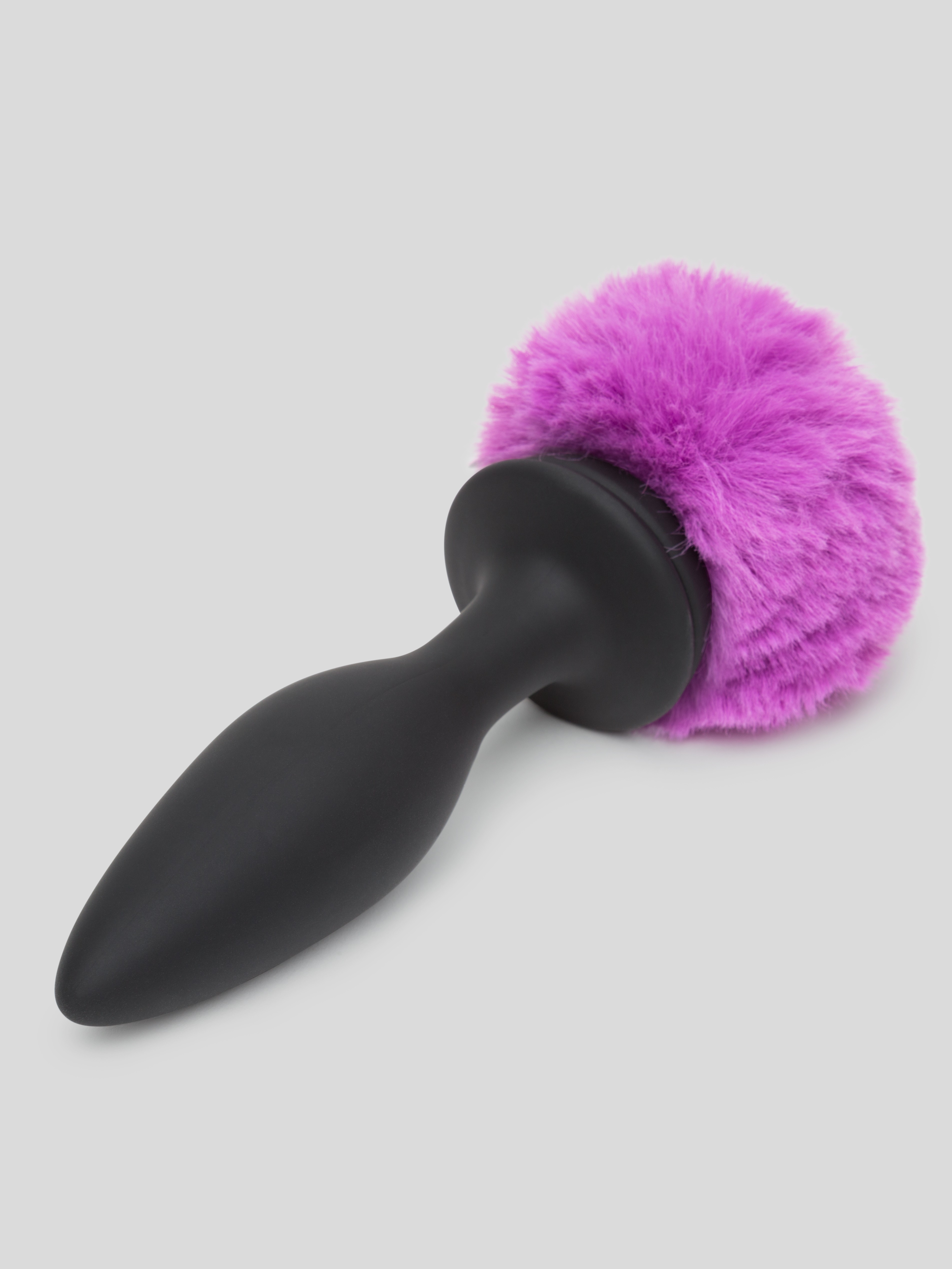 Happy Rabbit Medium Rechargeable Vibrating Bunny Tail Butt Plug 4.75 Inch, Black, hi-res