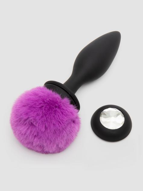 Happy Rabbit Large Rechargeable Vibrating Bunny Tail Butt Plug 5 Inch, Black, hi-res
