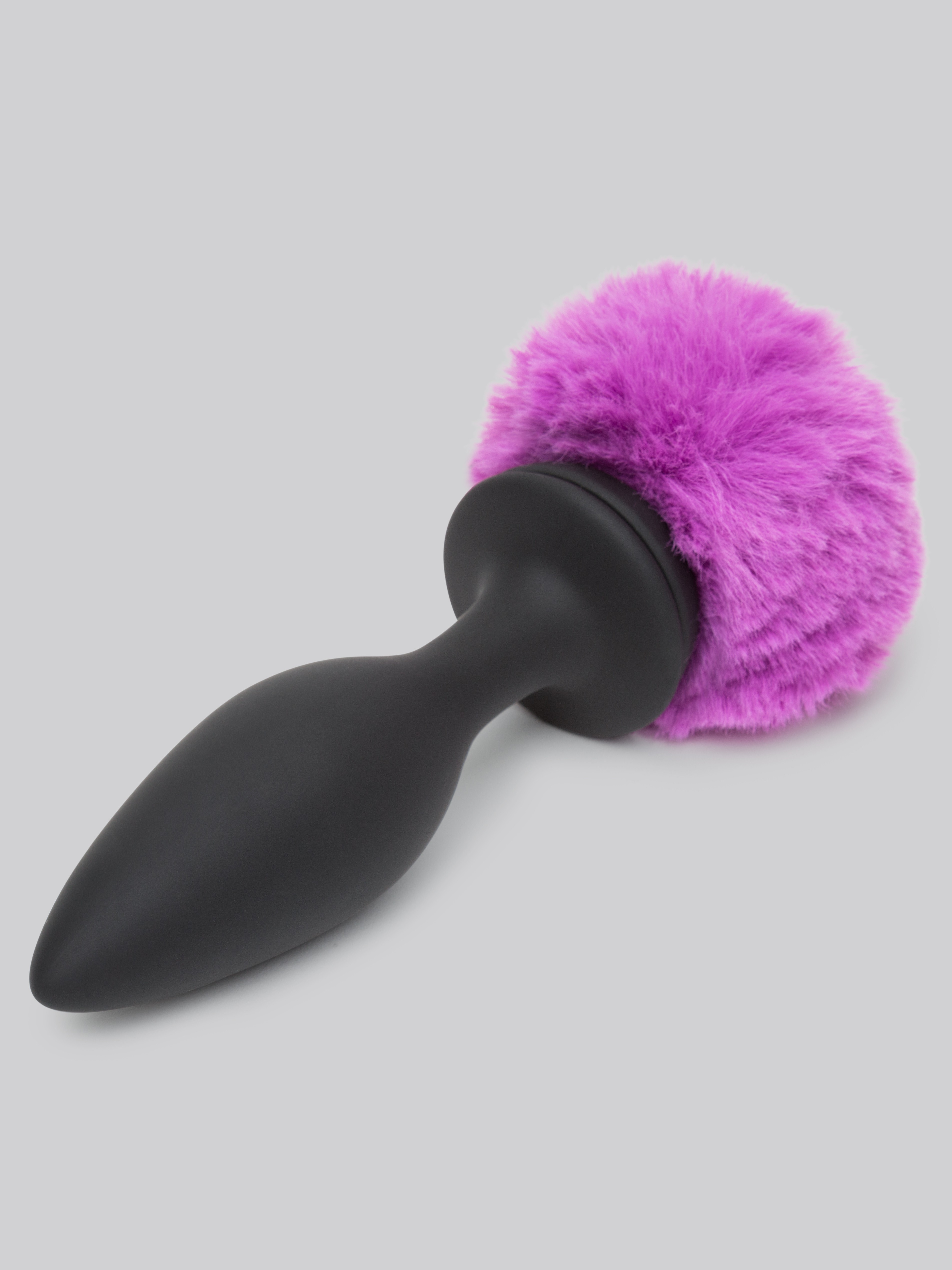 Happy Rabbit Large Rechargeable Vibrating Bunny Tail Butt Plug 5 Inch, Black, hi-res