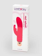 Lovehoney Red Velvet Rechargeable 10 Function Silicone Rabbit Vibrator, Red, hi-res