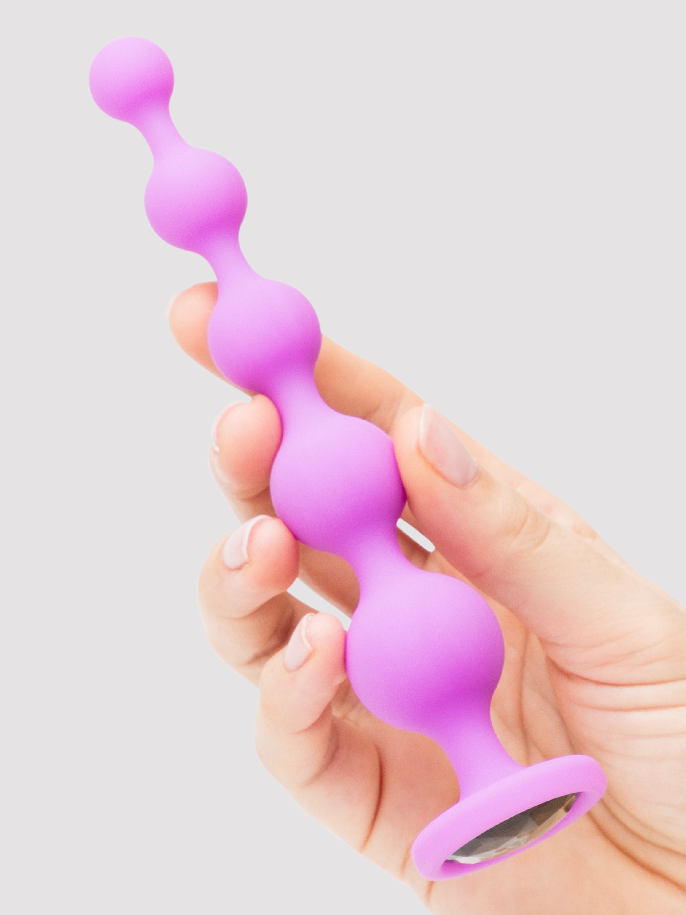 Annabelle Knight Ooh La La! Silicone Jewelled Anal Beads Set (2 Piece), Purple, hi-res